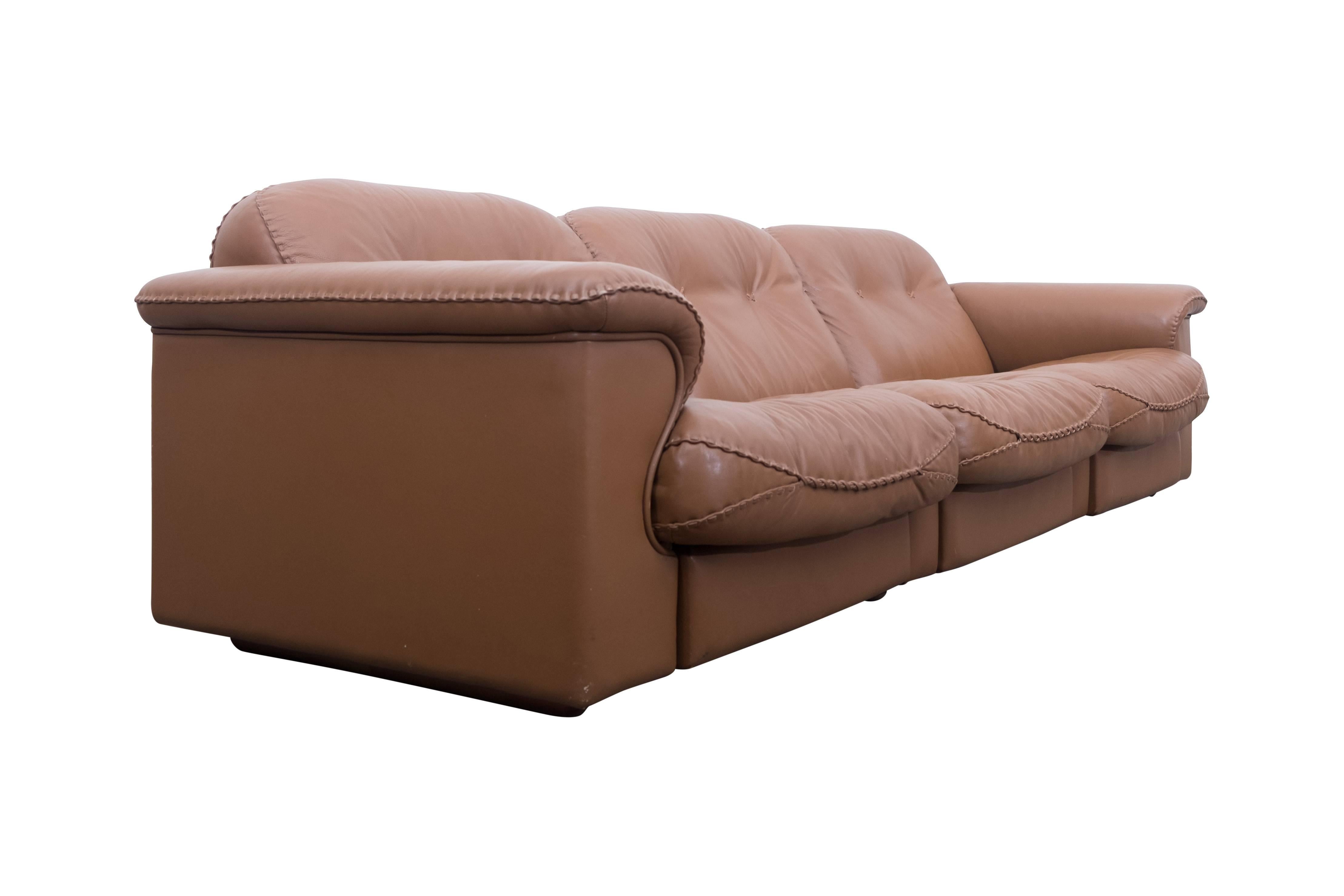 Cognac leather De Sede Mid-Century modern Adjustable DS 101 Sofa Set 1