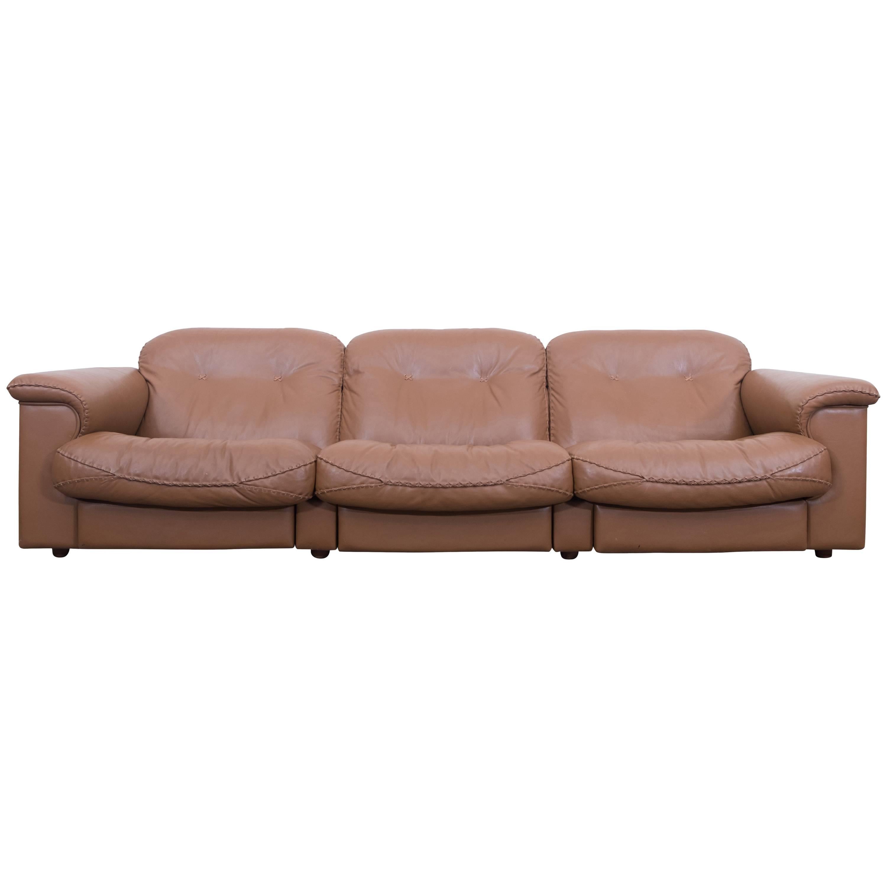 Cognac leather De Sede Mid-Century modern Adjustable DS 101 Sofa Set