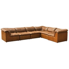 Cognac Leder "De Sede Style" Patchwork Element Sofa Attrb. Laauser:: Deutschland