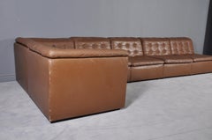Cognac Leather “De Sede Style” Patchwork Modular Sofa from Laauser, Germany 1970