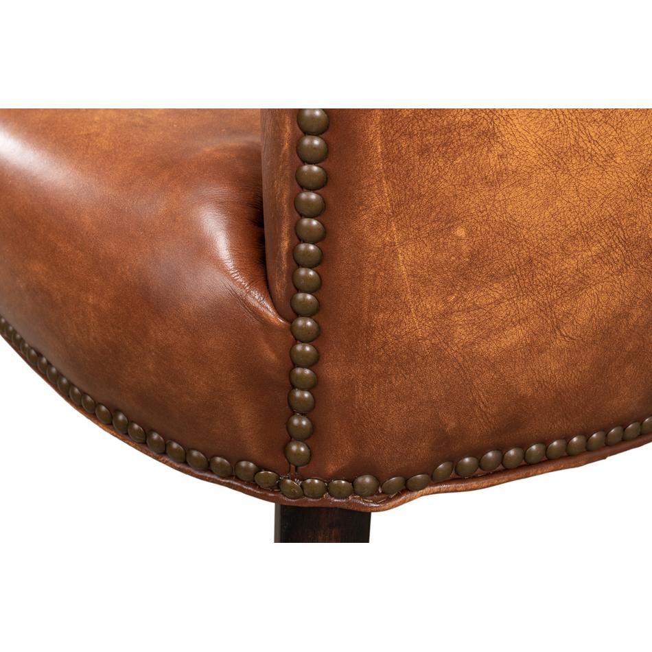 Cognac Leather Dining Chair For Sale 4