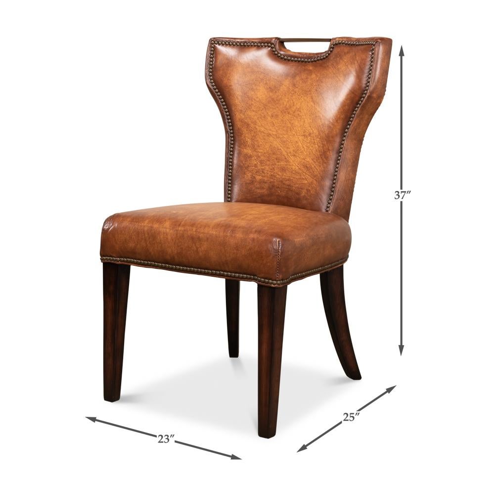 Cognac Leather Dining Chair For Sale 5