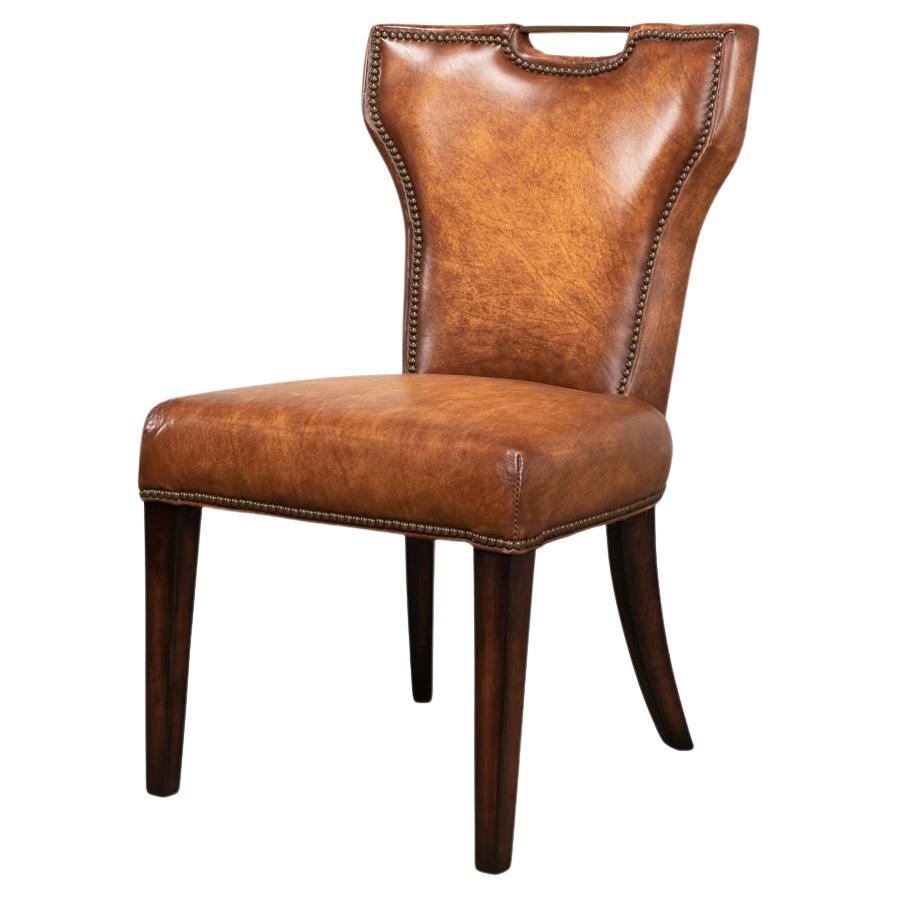 Cognac Leather Dining Chair For Sale