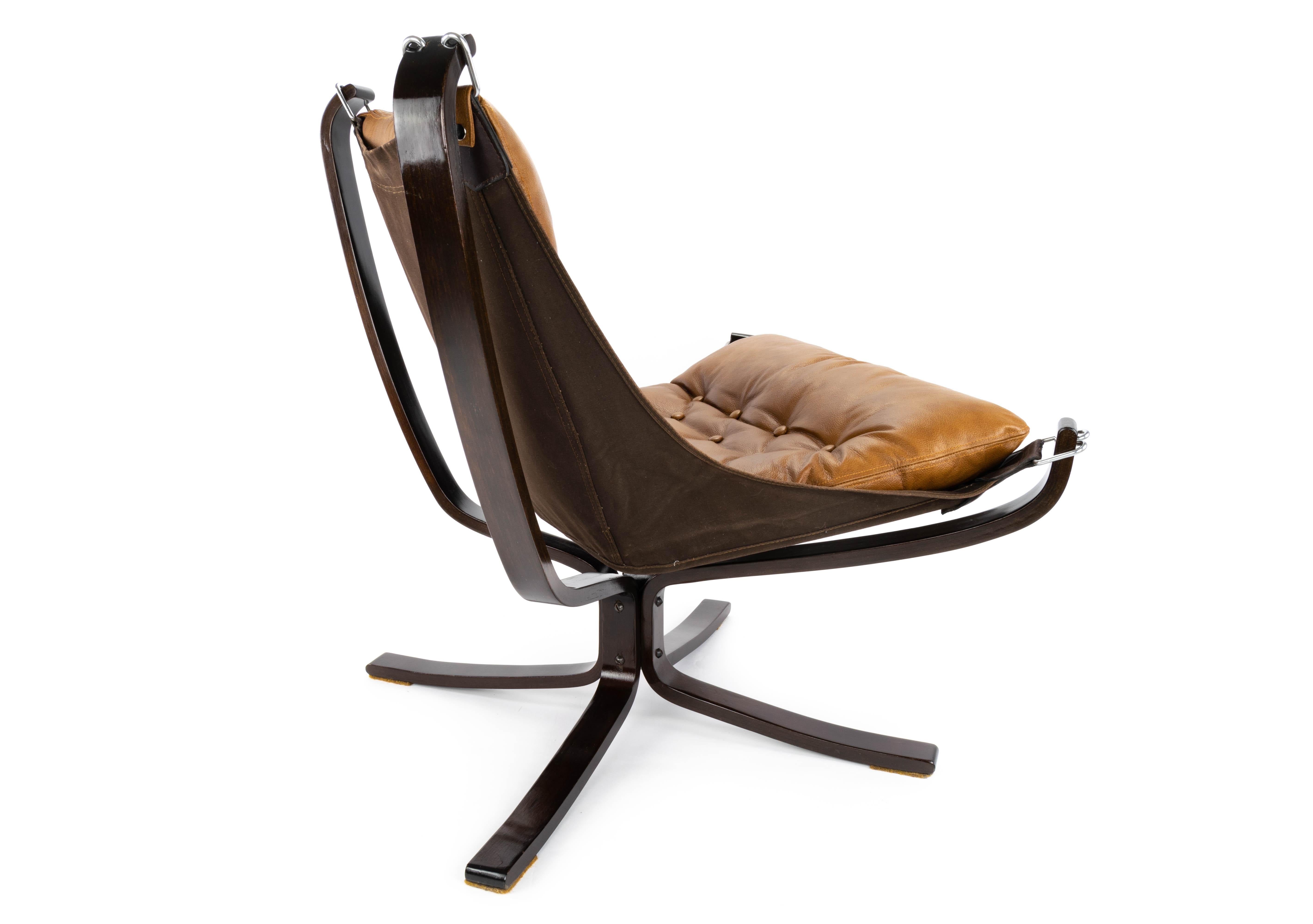 Late 20th Century Cognac Leather Falcon Longe Chair by Sigurd Ressell for Vatne Möbler Norway 1970