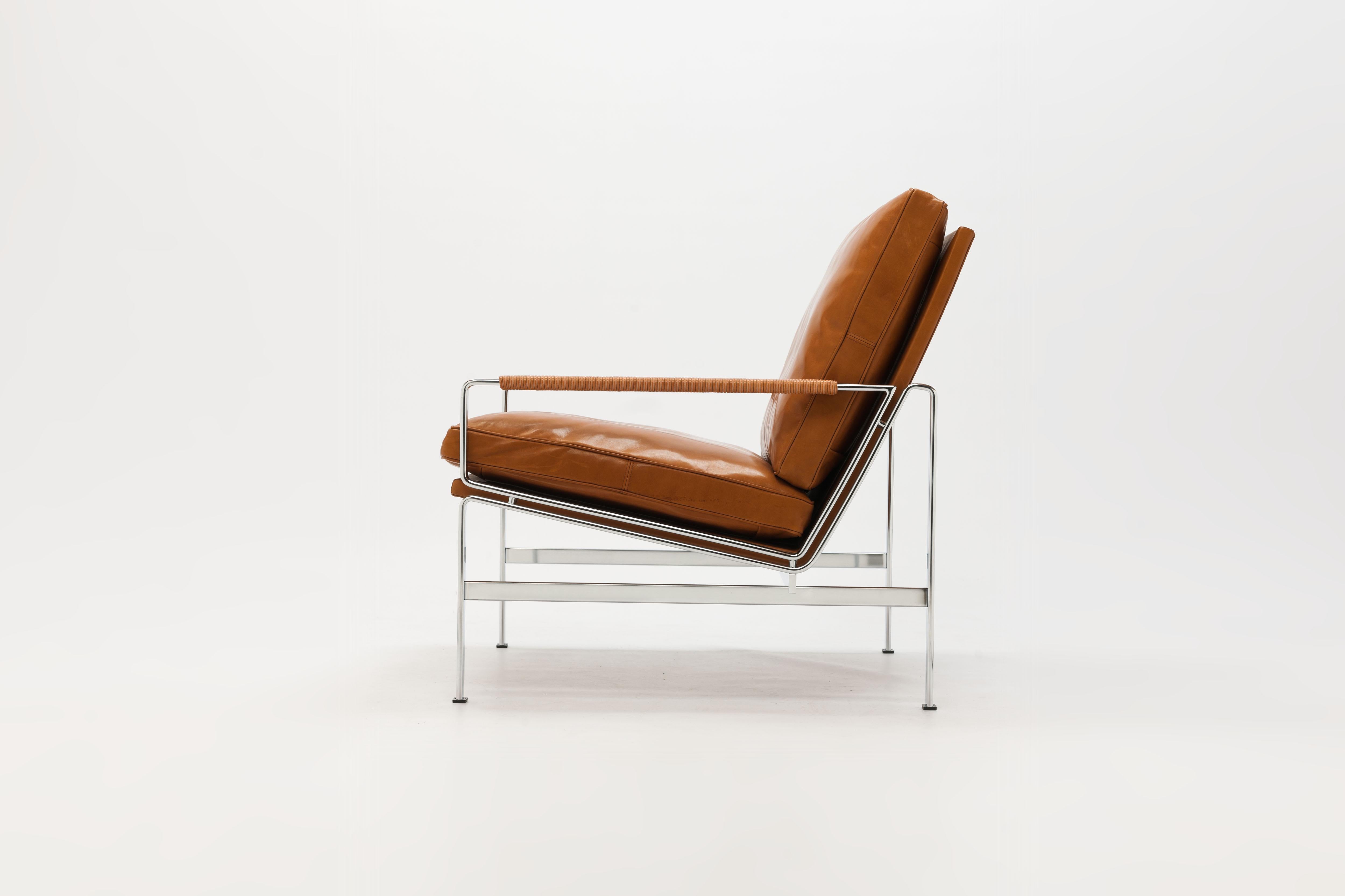 Scandinavian Modern Cognac Leather FK6720 Lounge Chair by Jørgen Kastholm & Preben Fabricius