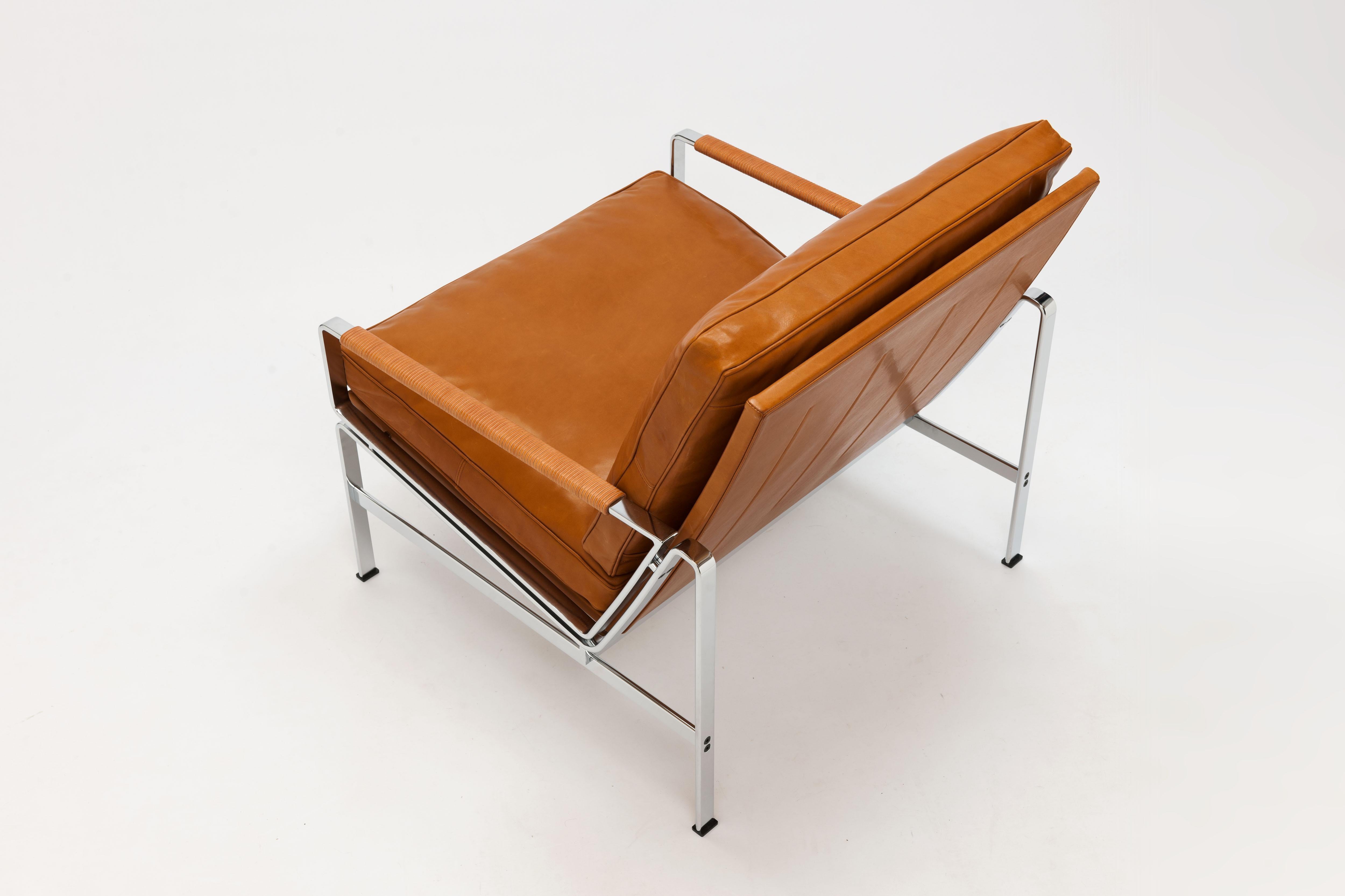 Steel Cognac Leather FK6720 Lounge Chair by Jørgen Kastholm & Preben Fabricius