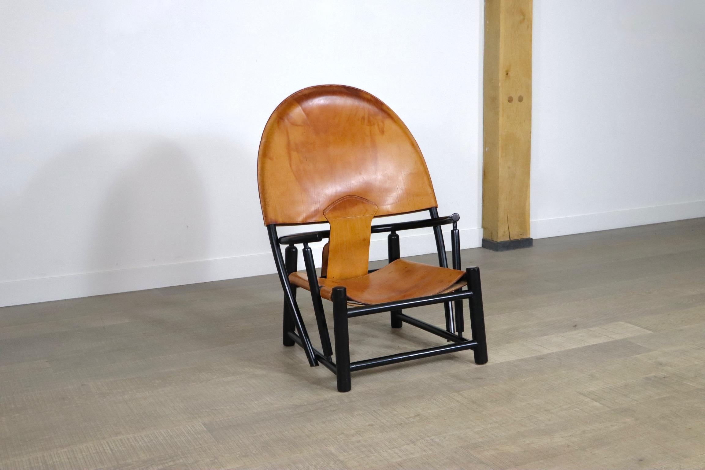Cognac Leather G23 chair by Piero Palange and Werther Toffoloni for Germa, Italy In Good Condition In ABCOUDE, UT