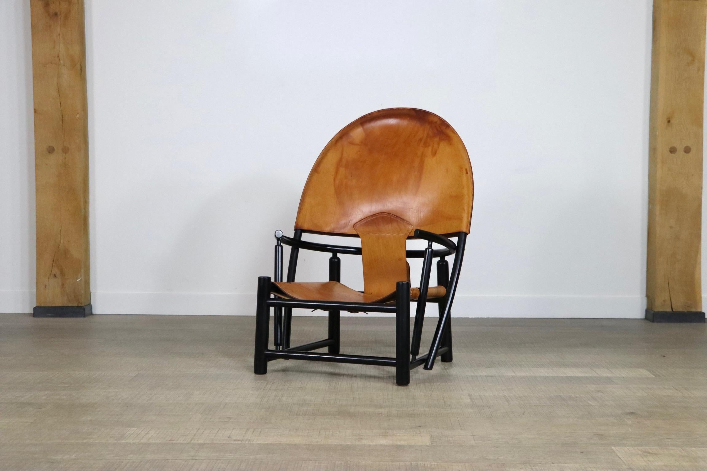 Cognac Leather G23 chair by Piero Palange and Werther Toffoloni for Germa, Italy 1