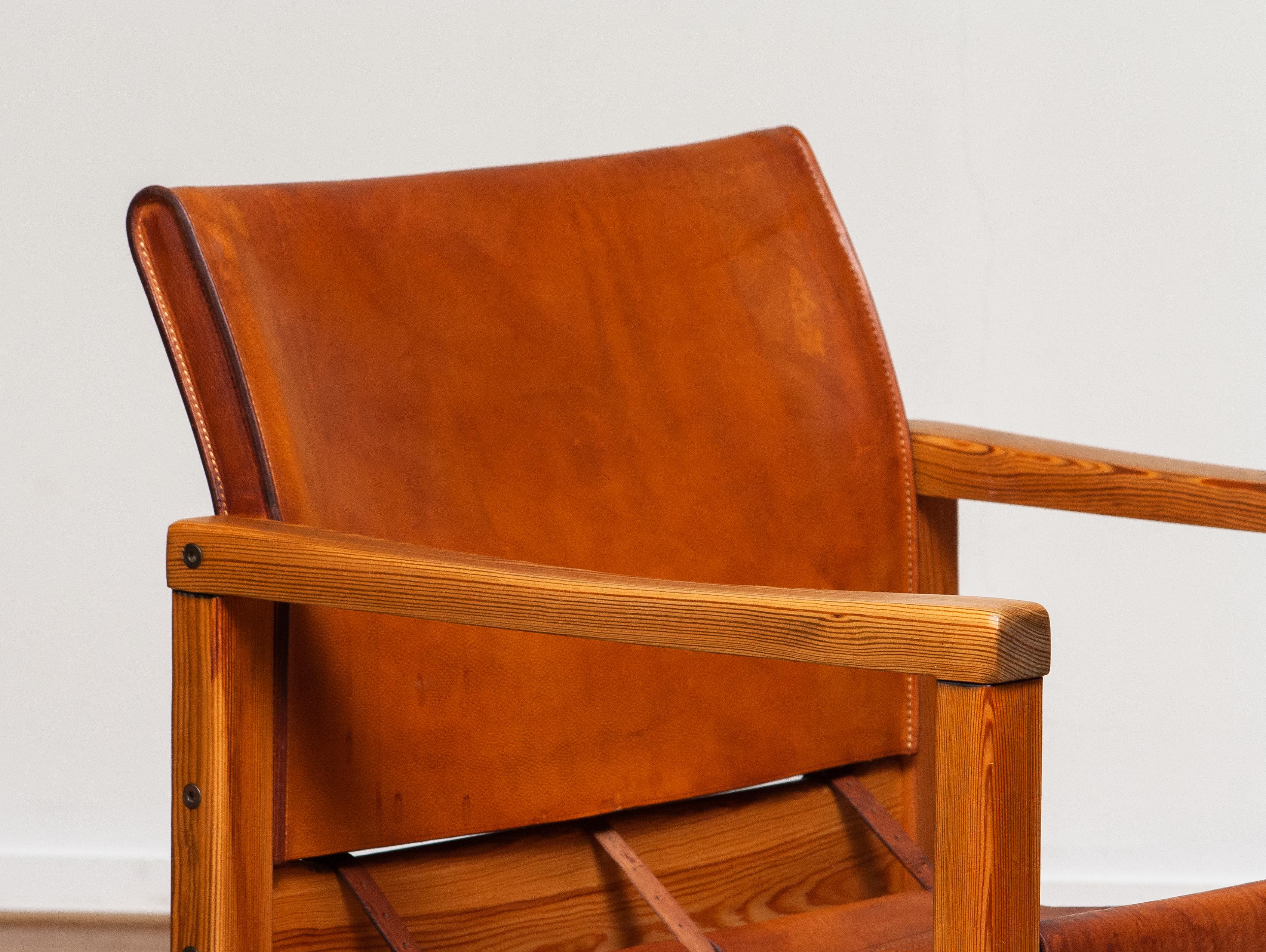Cognac Leather Karin Mobring Safari Chair Model Diana by Ikea in Sweden, 1970s In Good Condition In Silvolde, Gelderland