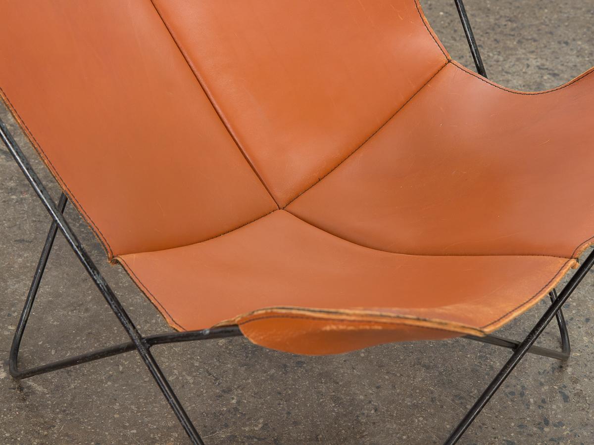 Cognac Leather Knoll Butterfly Chair 2