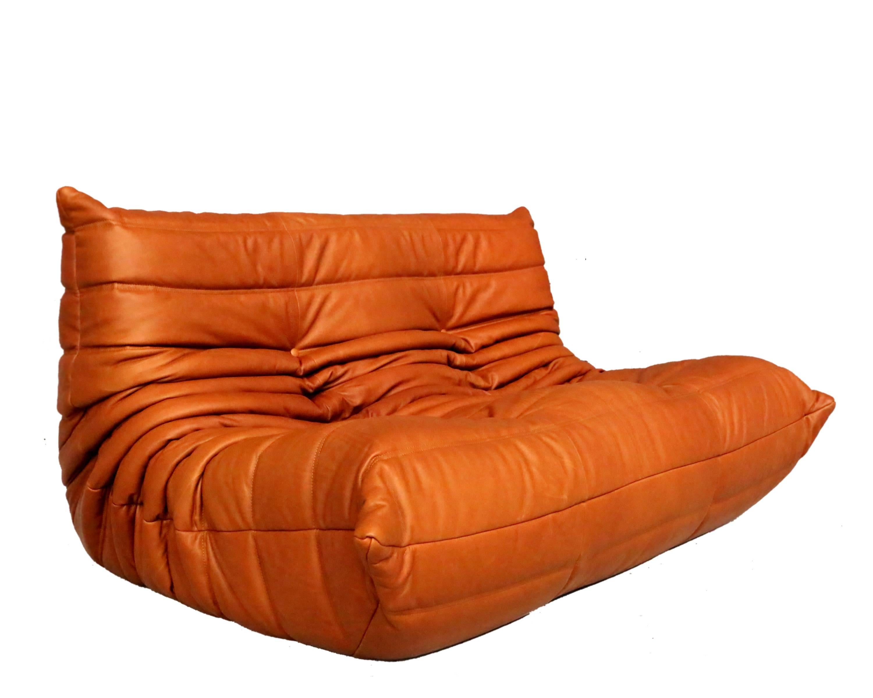 Post-Modern Vintage Togo Sofa Set in our signature Vegetaly high quality full grain leather