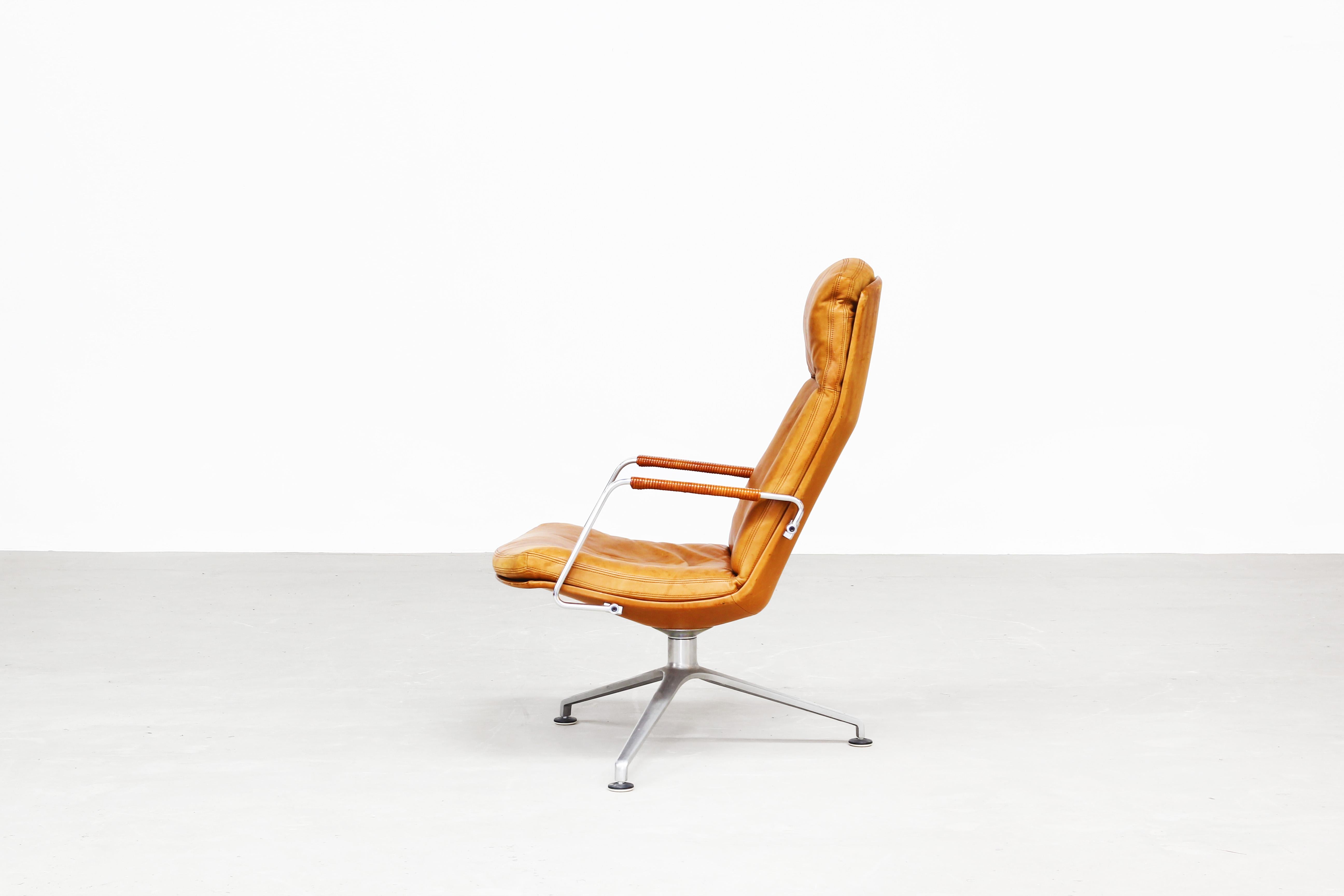 German Danish Leather Lounge Chair by Fabricius & Kastholm for Kill International 1960s