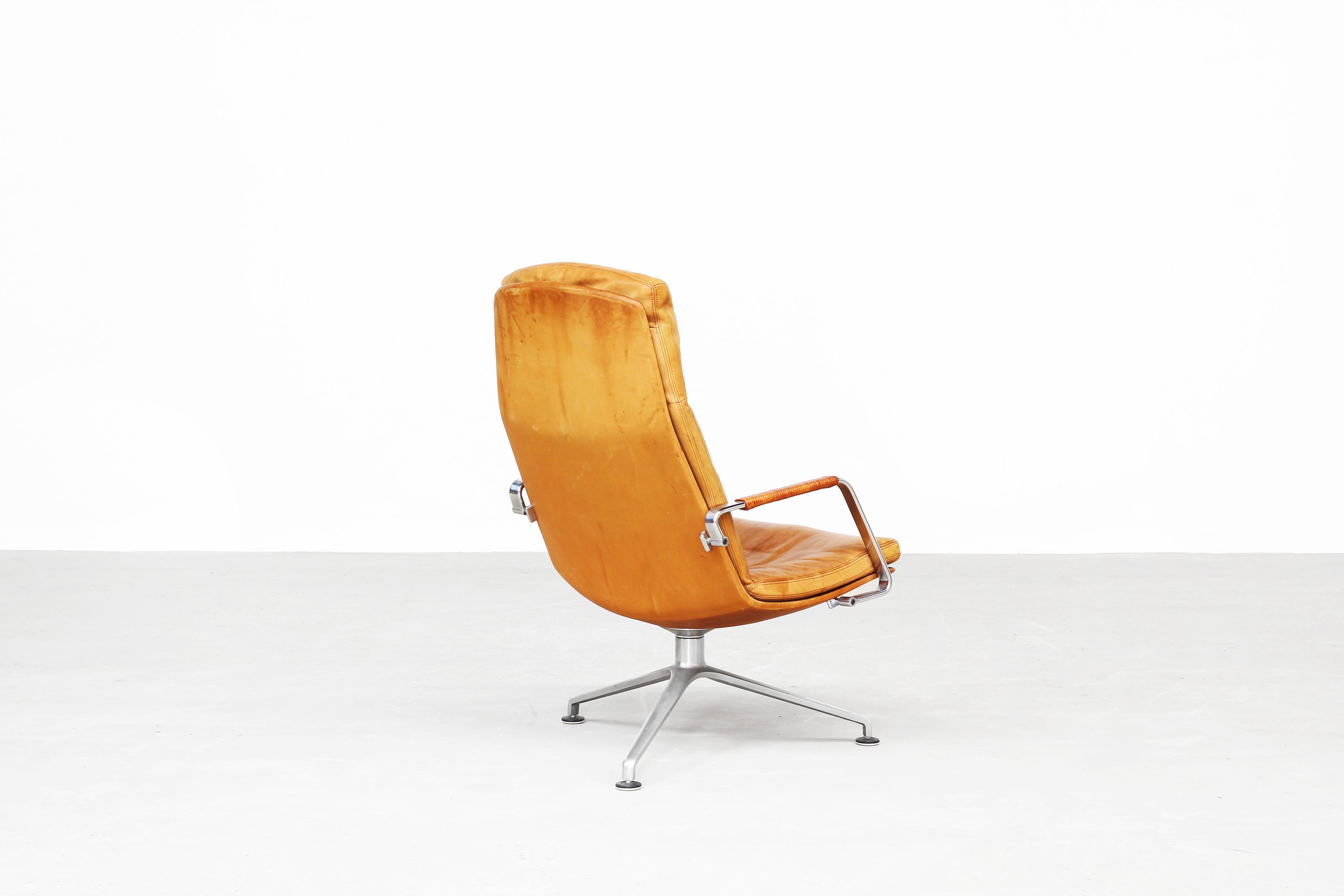 Danish Leather Lounge Chair by Fabricius & Kastholm for Kill International 1960s In Good Condition In Berlin, DE