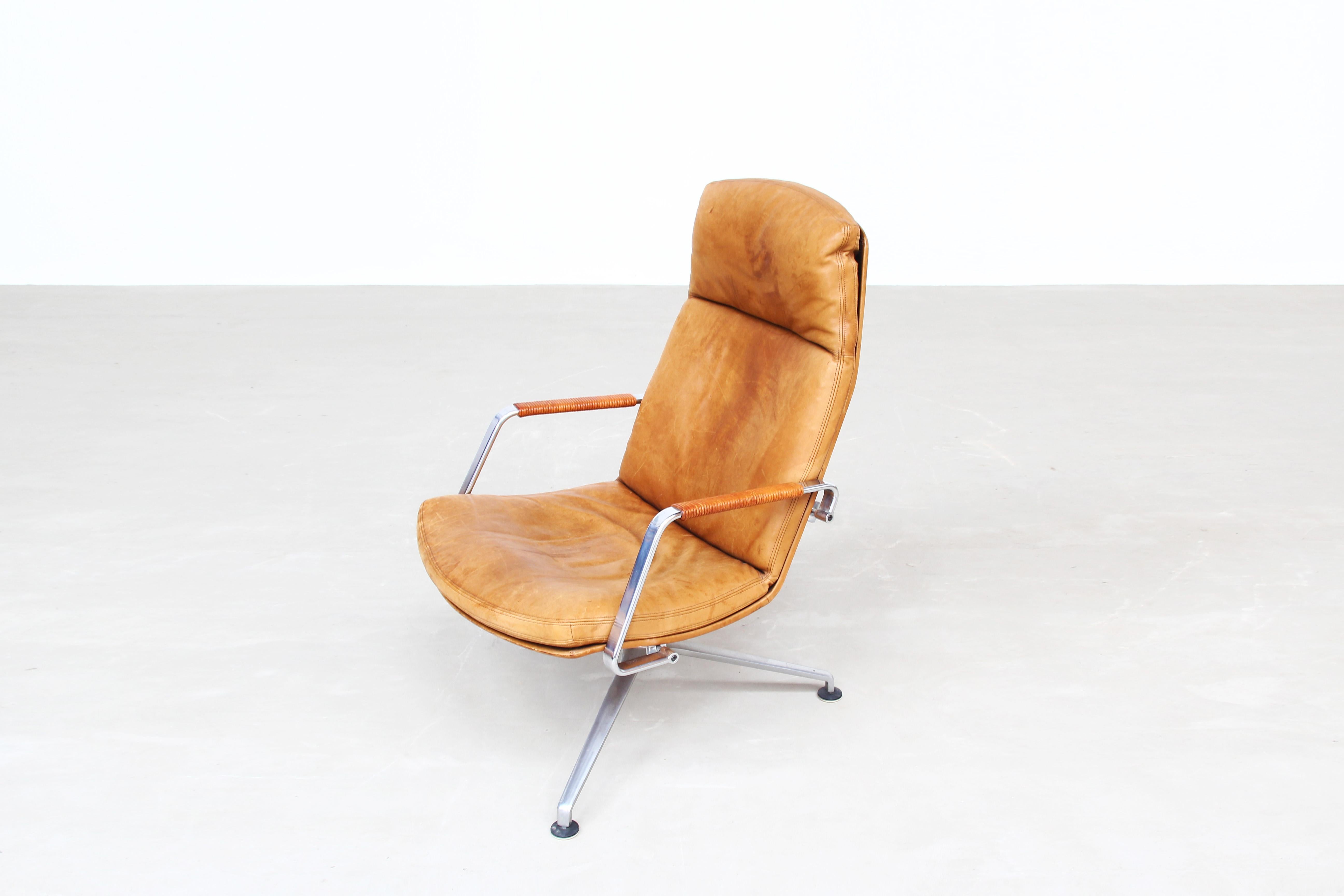 Danish Leather Lounge Chair by Fabricius & Kastholm for Kill International 1960s 1