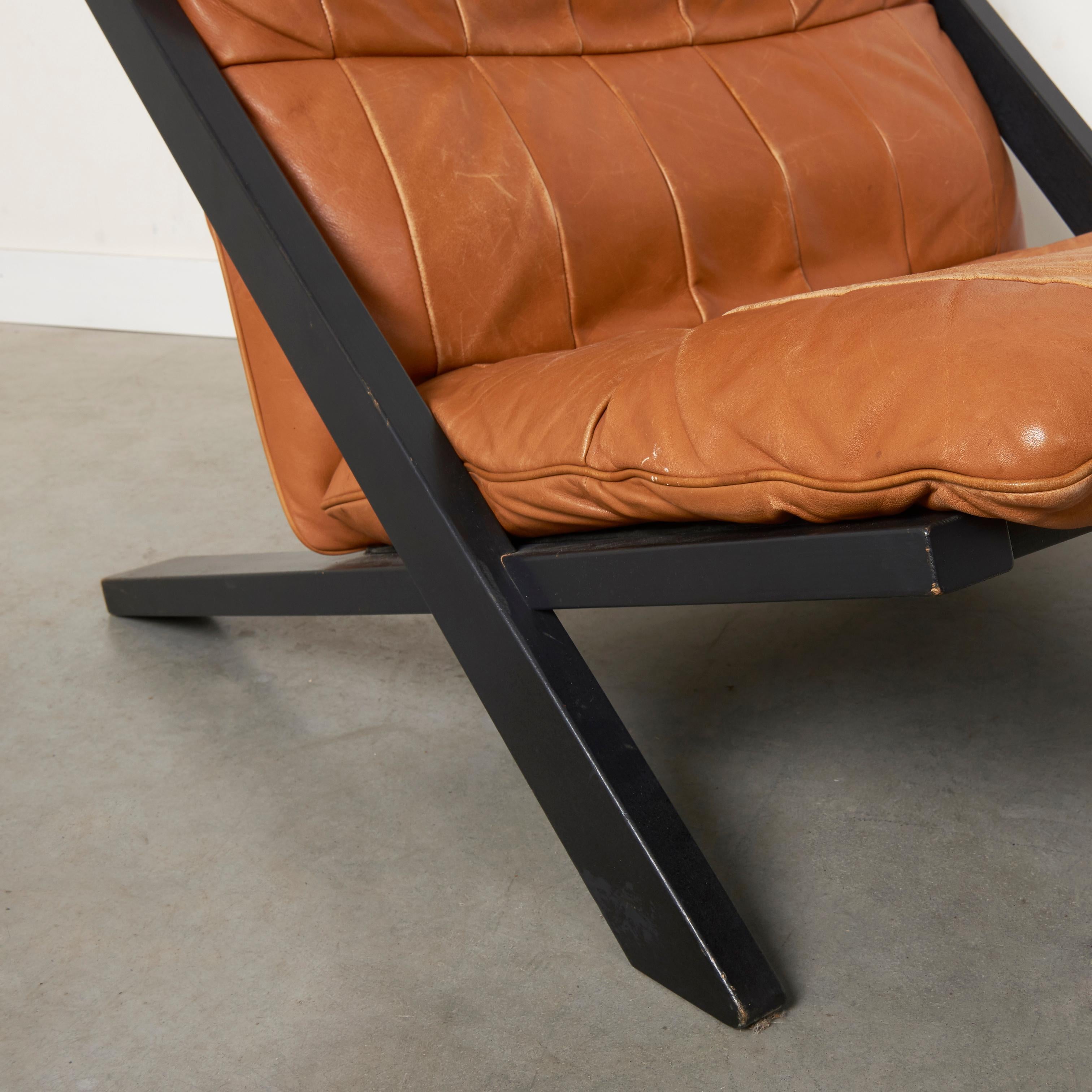 Cognac leather lounge chair by Ueli Berger, De Sede DS80 For Sale 4