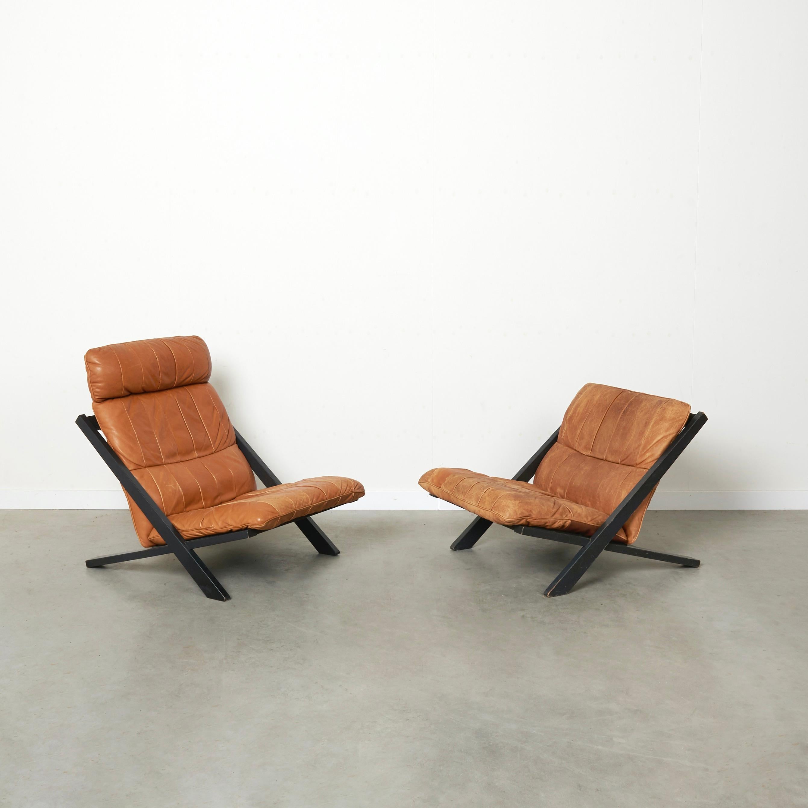Cognac leather lounge chair by Ueli Berger, De Sede DS80 For Sale 7