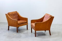 Sedie da salotto in pelle cognac 2207 di Børge Mogensen, Fredericia Stolefabrik