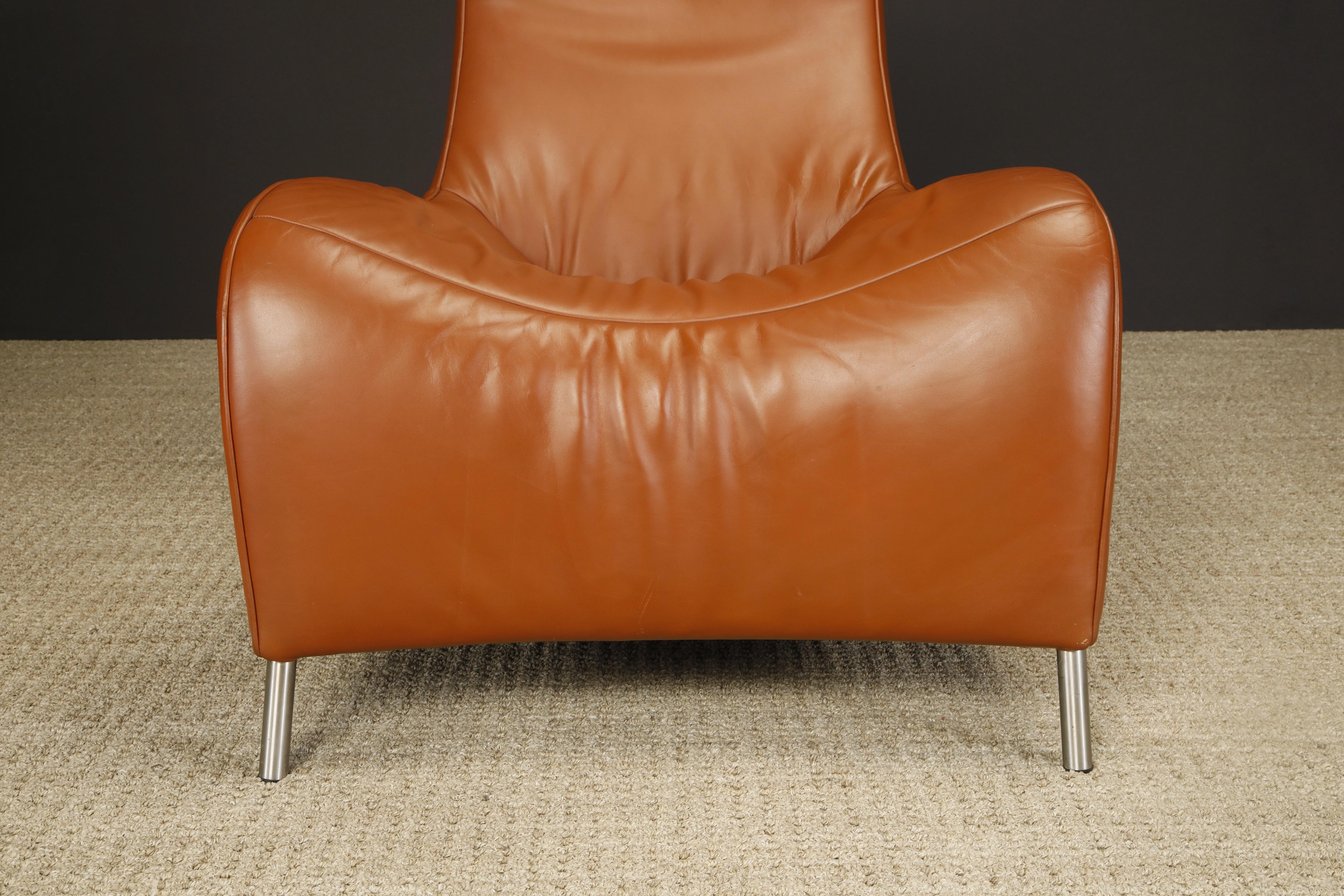 Cognac Leather Lounge Chairs by Mathias Hoffmann for De Sede, 1980s, Signed For Sale 4