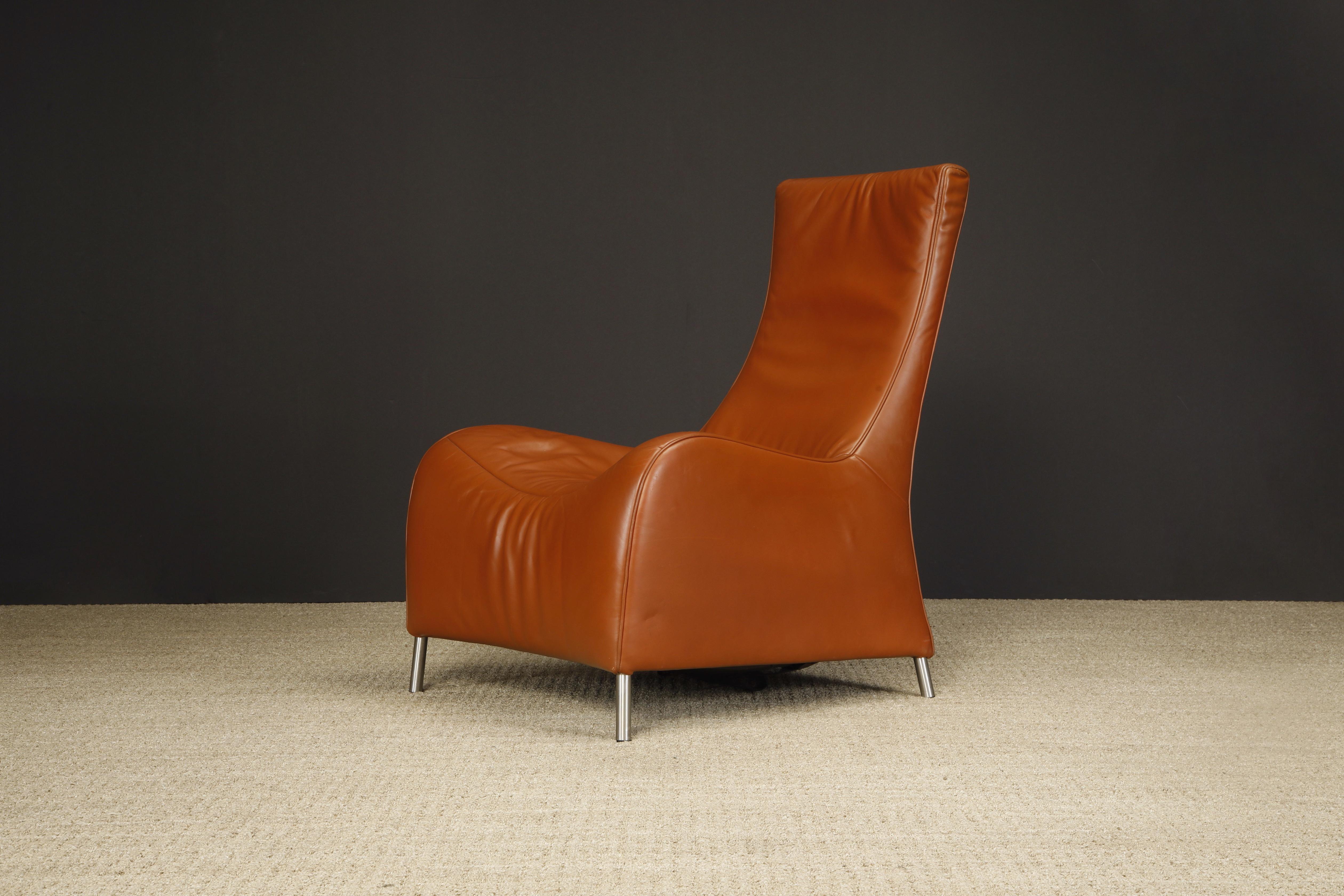 Cognac Leather Lounge Chairs by Mathias Hoffmann for De Sede, 1980s, Signed For Sale 5