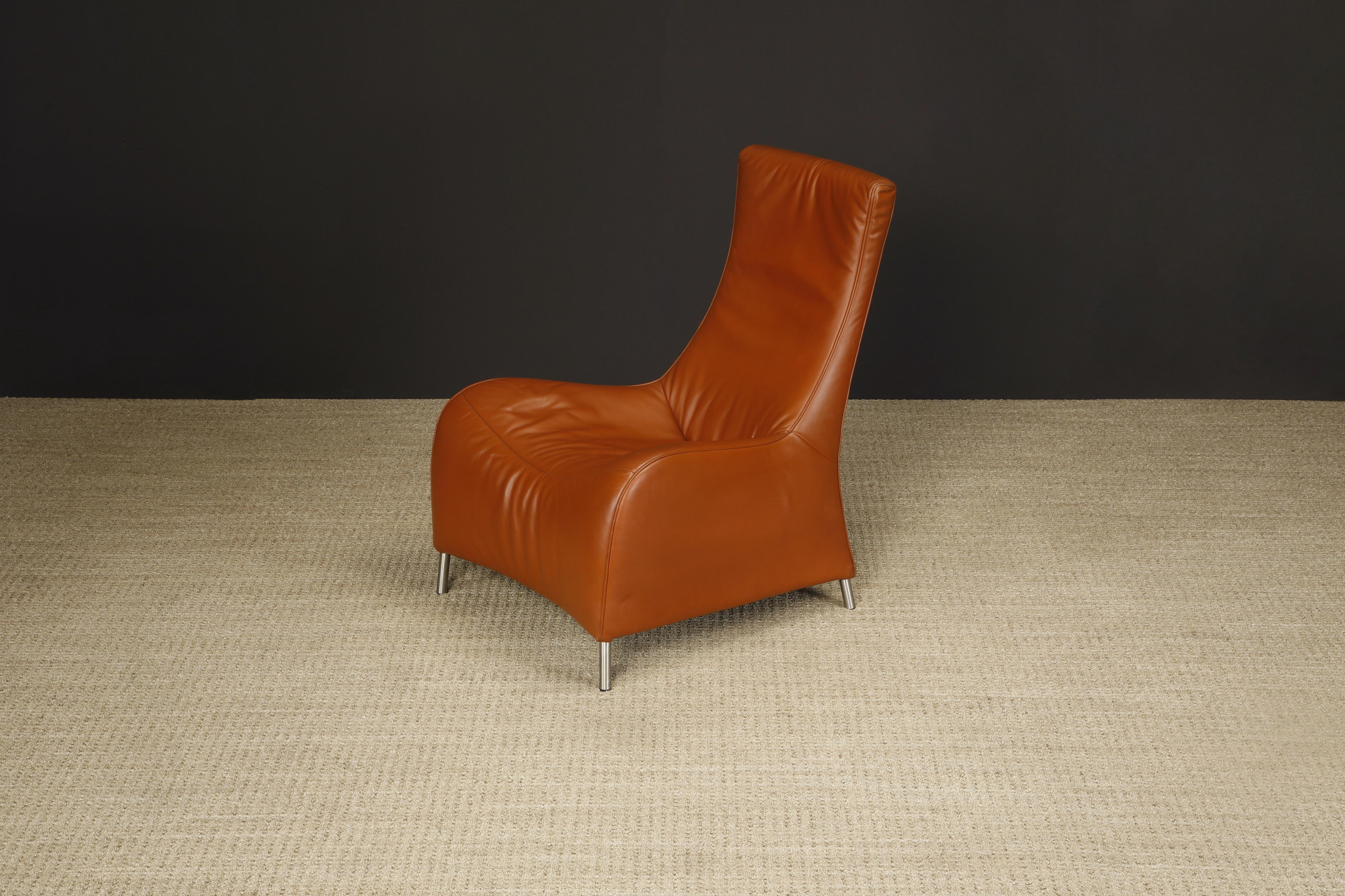 Cognac Leather Lounge Chairs by Mathias Hoffmann for De Sede, 1980s, Signed For Sale 6
