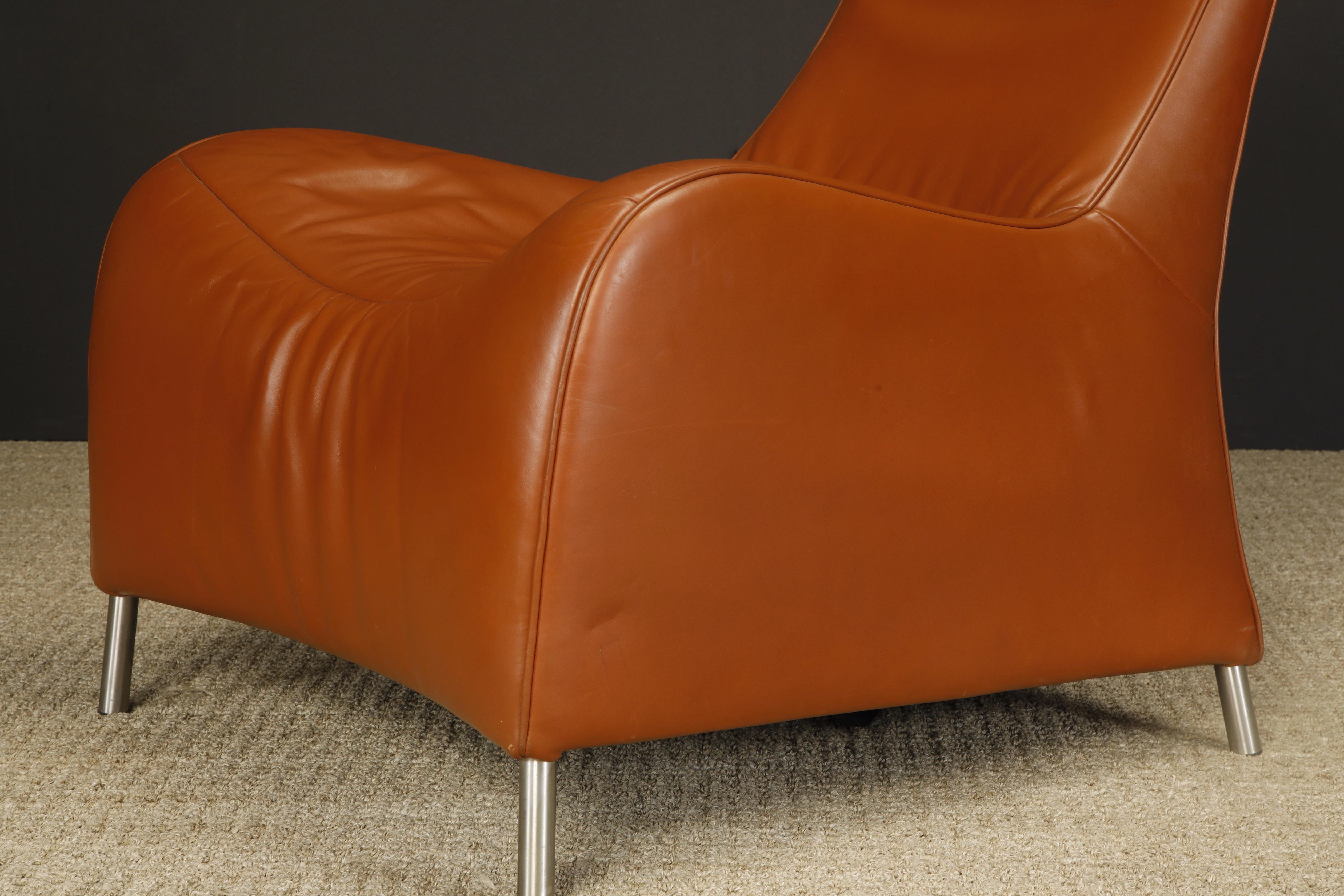 Cognac Leather Lounge Chairs by Mathias Hoffmann for De Sede, 1980s, Signed For Sale 8