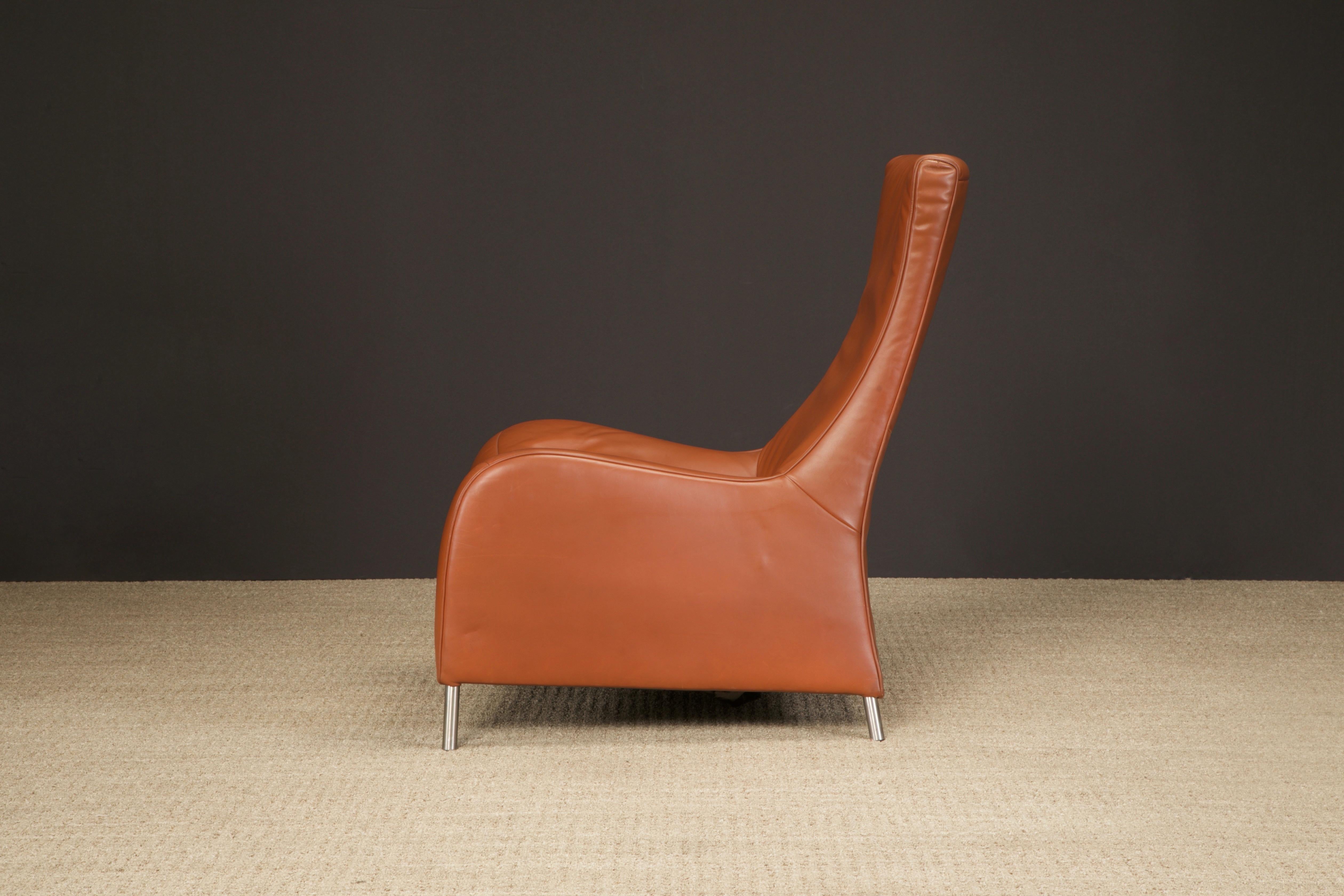 Cognac Leather Lounge Chairs by Mathias Hoffmann for De Sede, 1980s, Signed 10