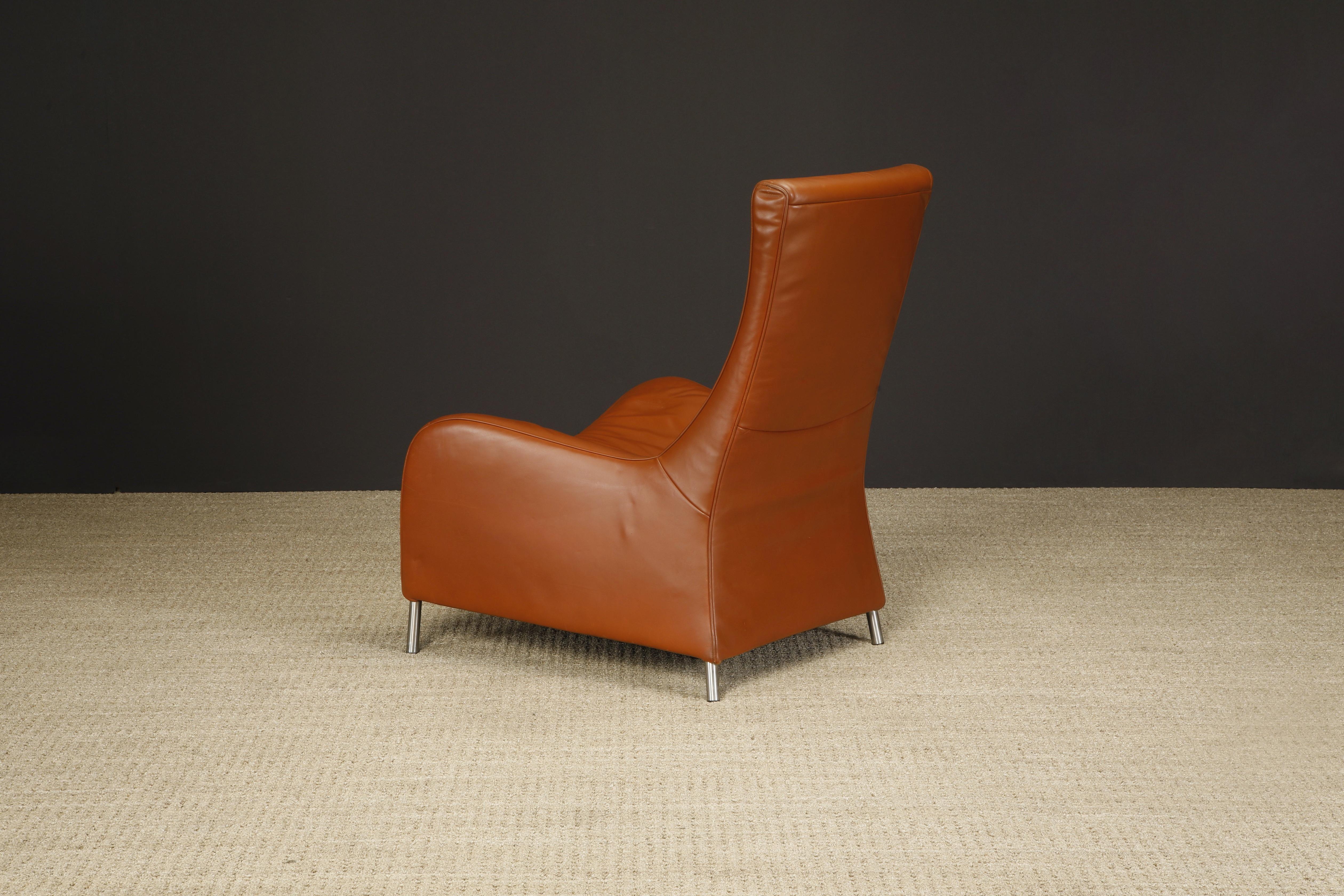 Cognac Leather Lounge Chairs by Mathias Hoffmann for De Sede, 1980s, Signed For Sale 11