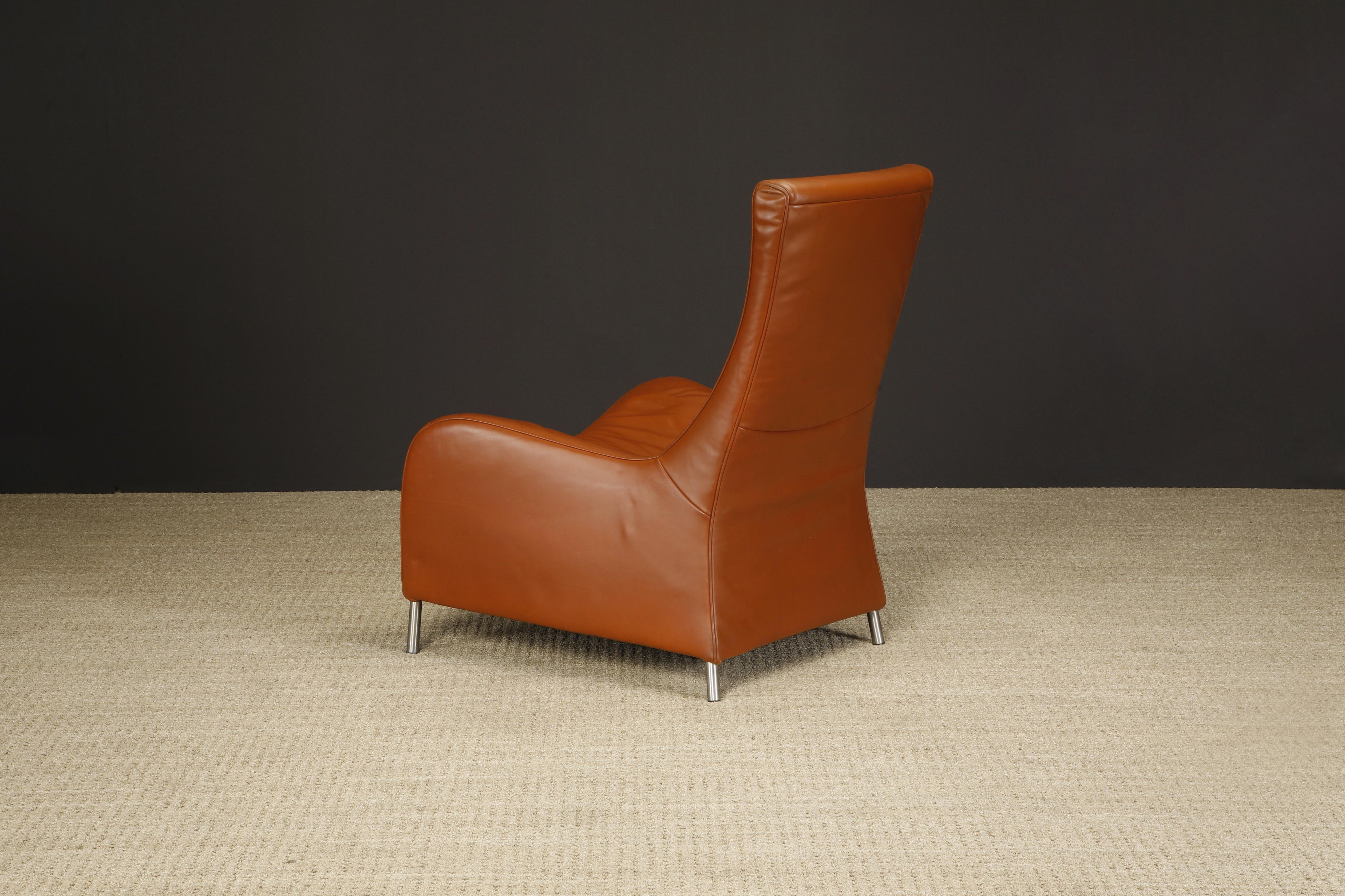 Cognac Leather Lounge Chairs by Mathias Hoffmann for De Sede, 1980s, Signed 11