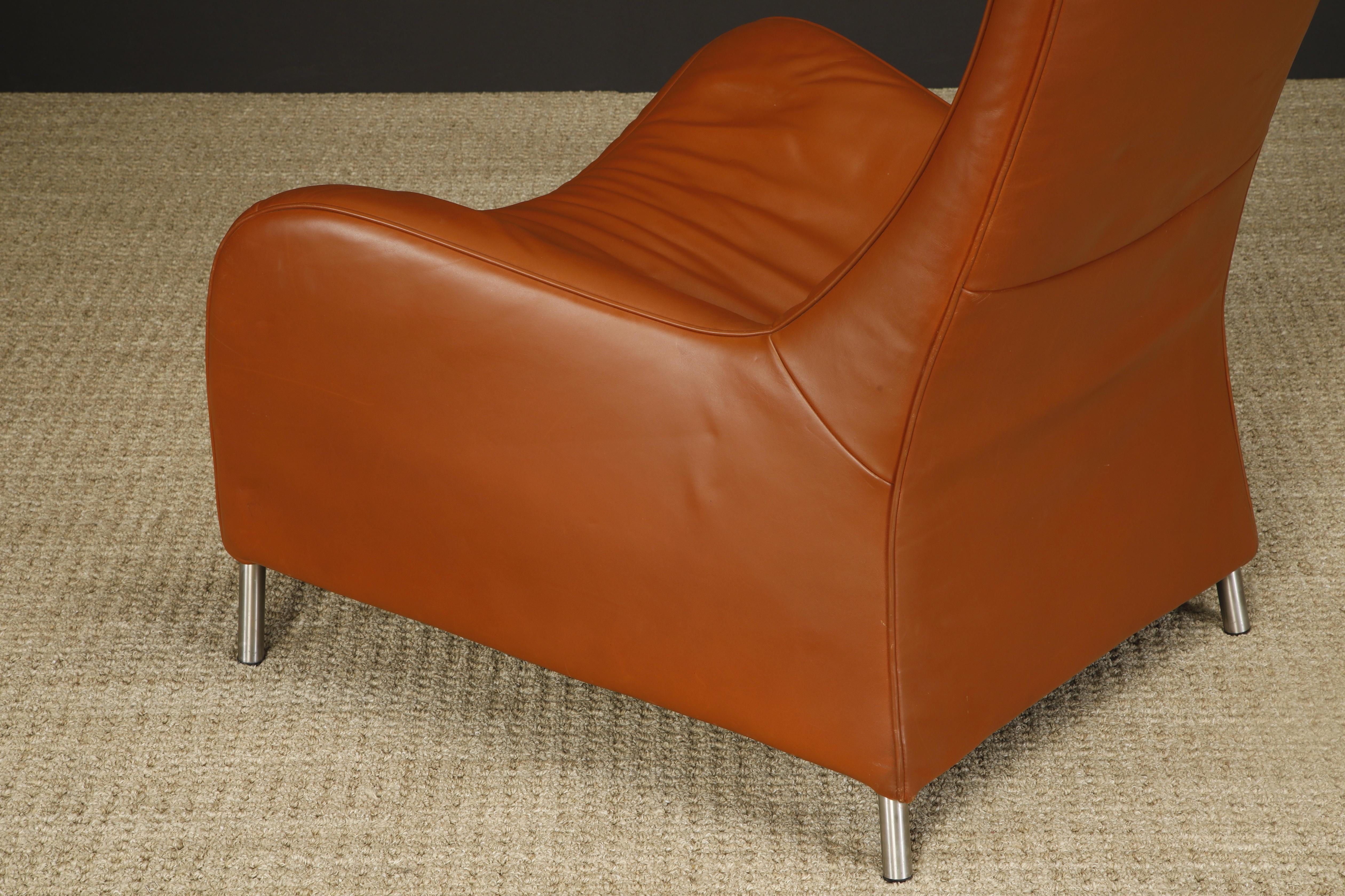 Cognac Leather Lounge Chairs by Mathias Hoffmann for De Sede, 1980s, Signed For Sale 13