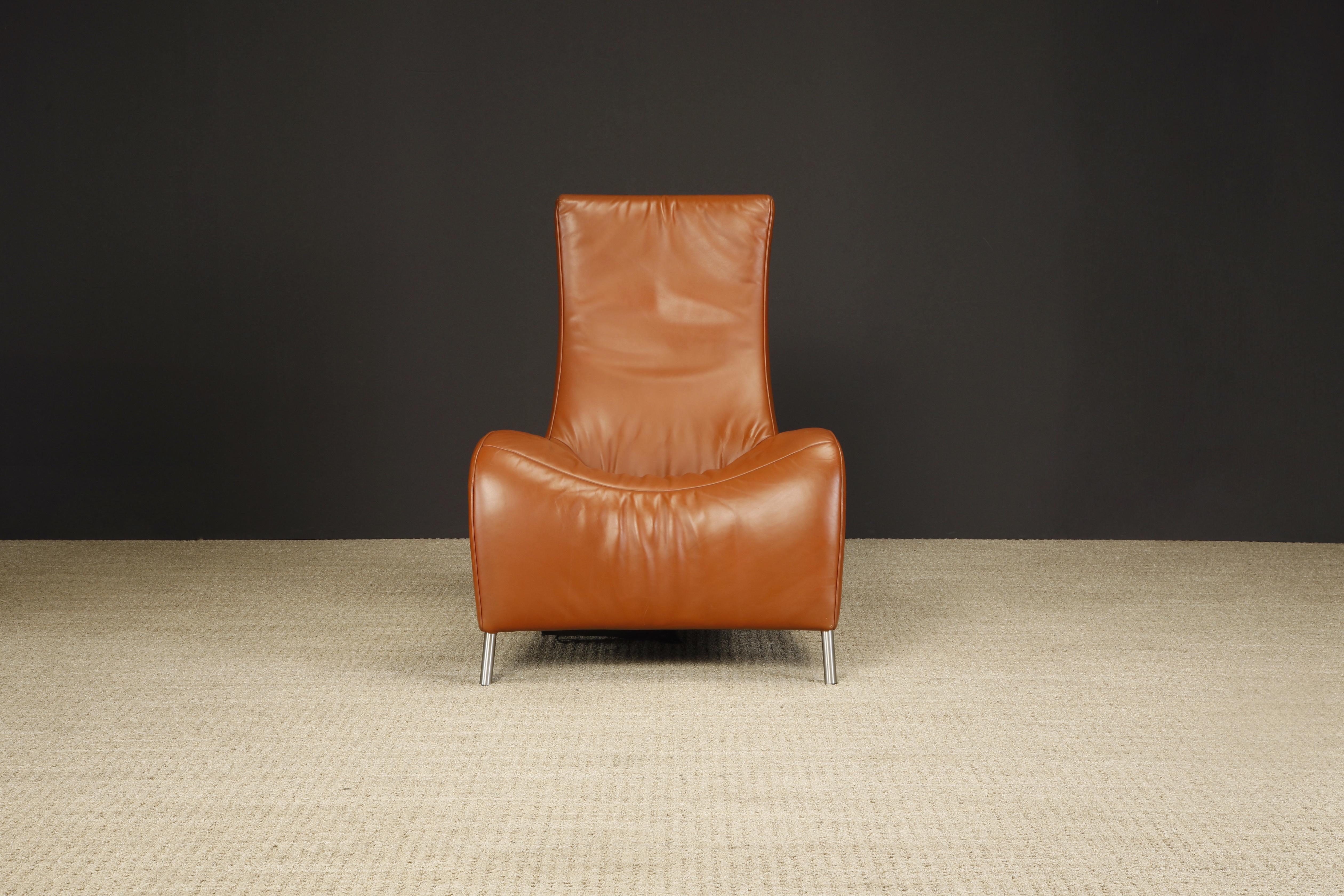 Cognac Leather Lounge Chairs by Mathias Hoffmann for De Sede, 1980s, Signed For Sale 1