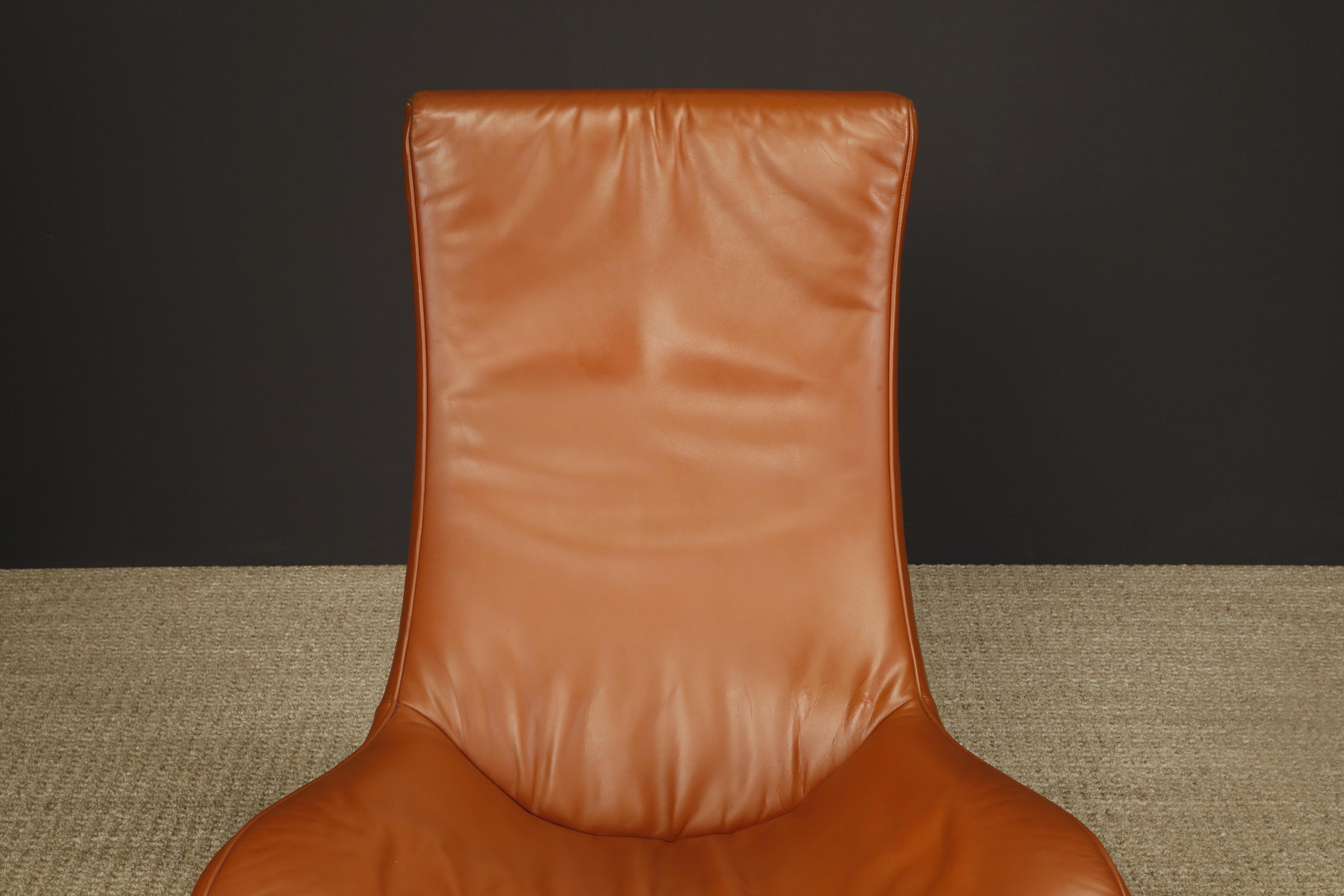 Cognac Leather Lounge Chairs by Mathias Hoffmann for De Sede, 1980s, Signed For Sale 2