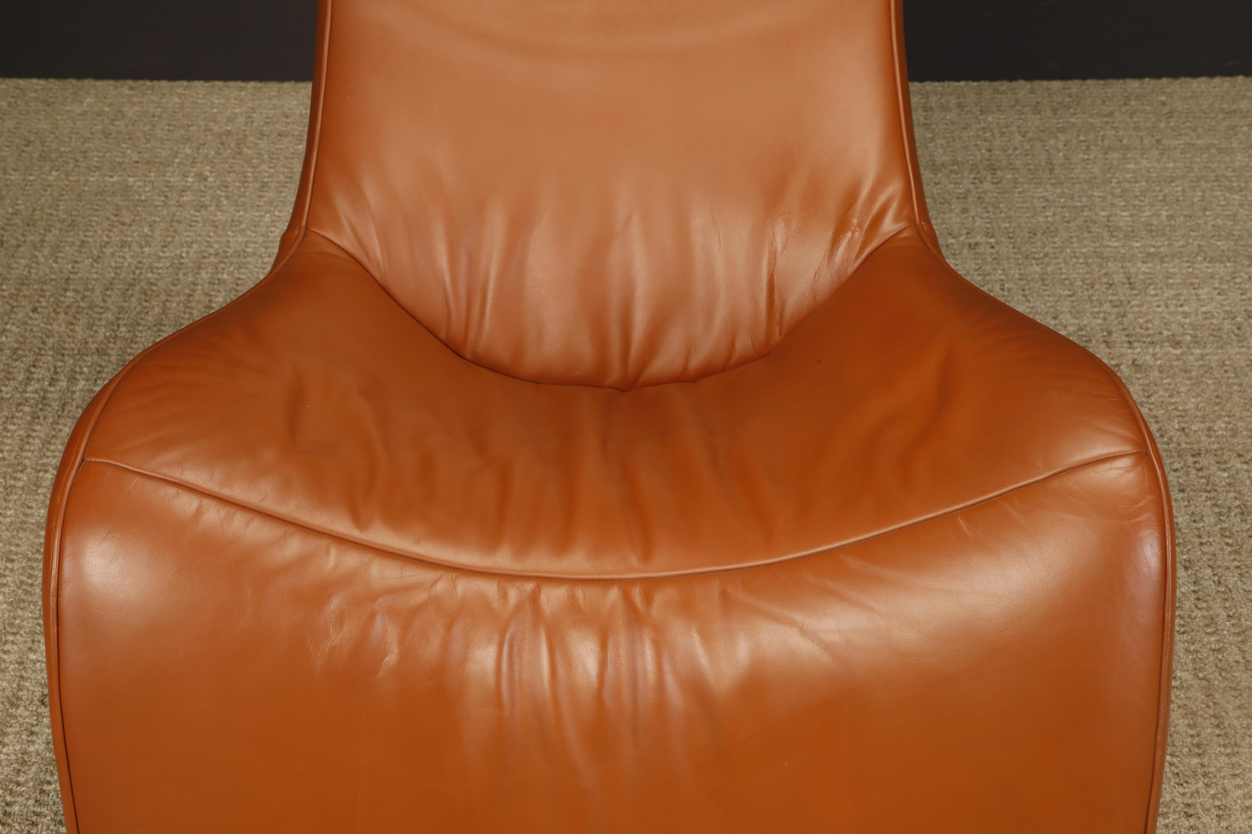 Cognac Leather Lounge Chairs by Mathias Hoffmann for De Sede, 1980s, Signed For Sale 3