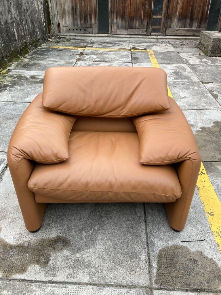 Cognac leather armchair from the iconic collection 