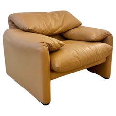 Cognac Leather Maralunga Armchair by Magistretti for Cassina, Italy ca. 1970s