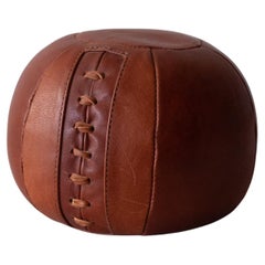 Vintage Cognac Leather Medicine Ball Paperweight