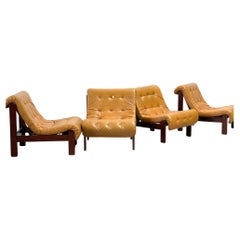 Cognac leather modular sofa set