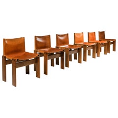 Cognac Leather 
Monk
 Dining Chairs by Afra 
Tobia Scarpa