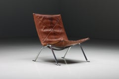 Cognac Leather PK 22 Poul Kjaerholm Lounge Chair, Scandinavian Modern, 1960's
