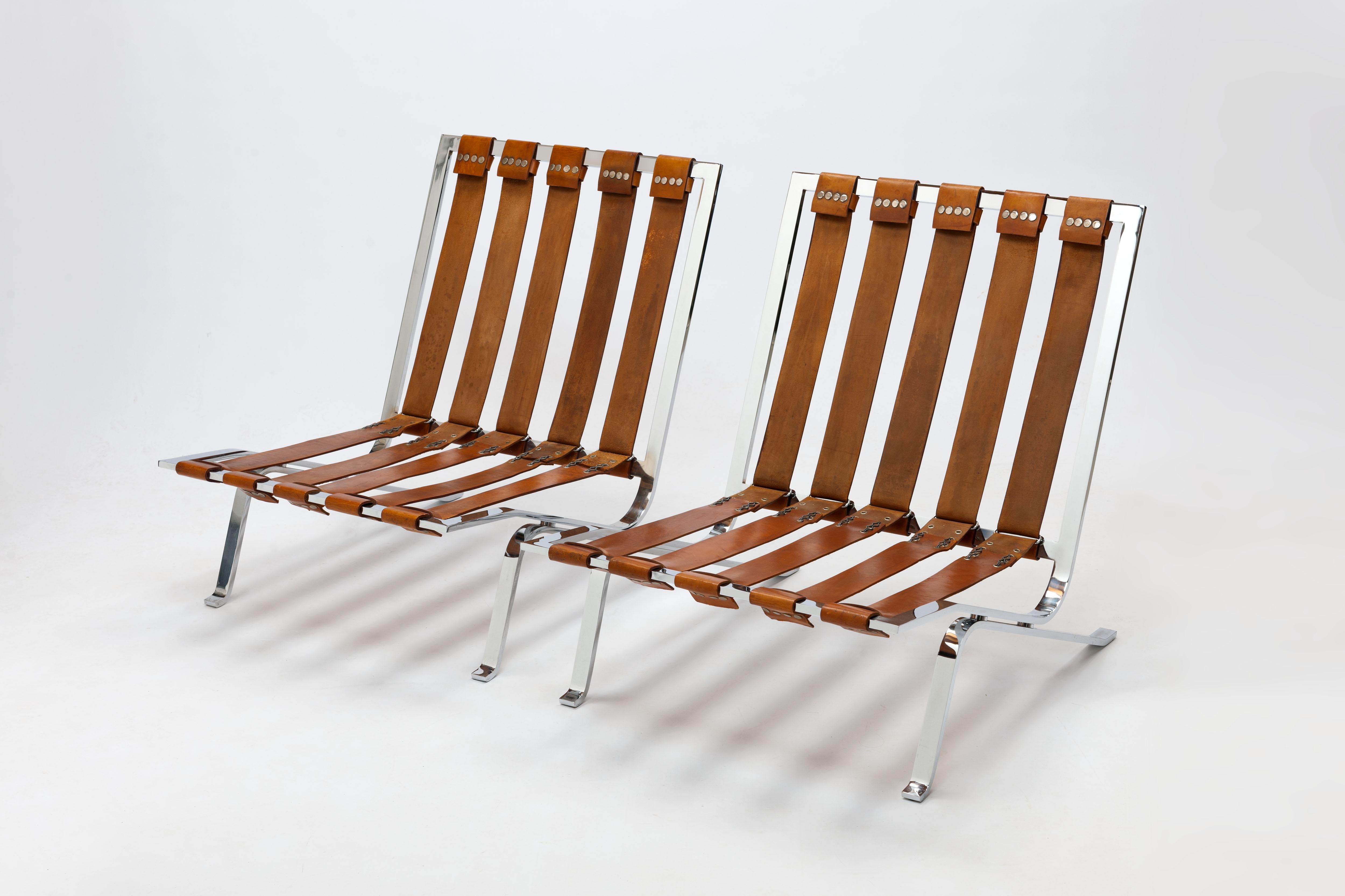 Cognac Leather RH301 Lounge Chair by Robert Haussmann (Pair Available) 4