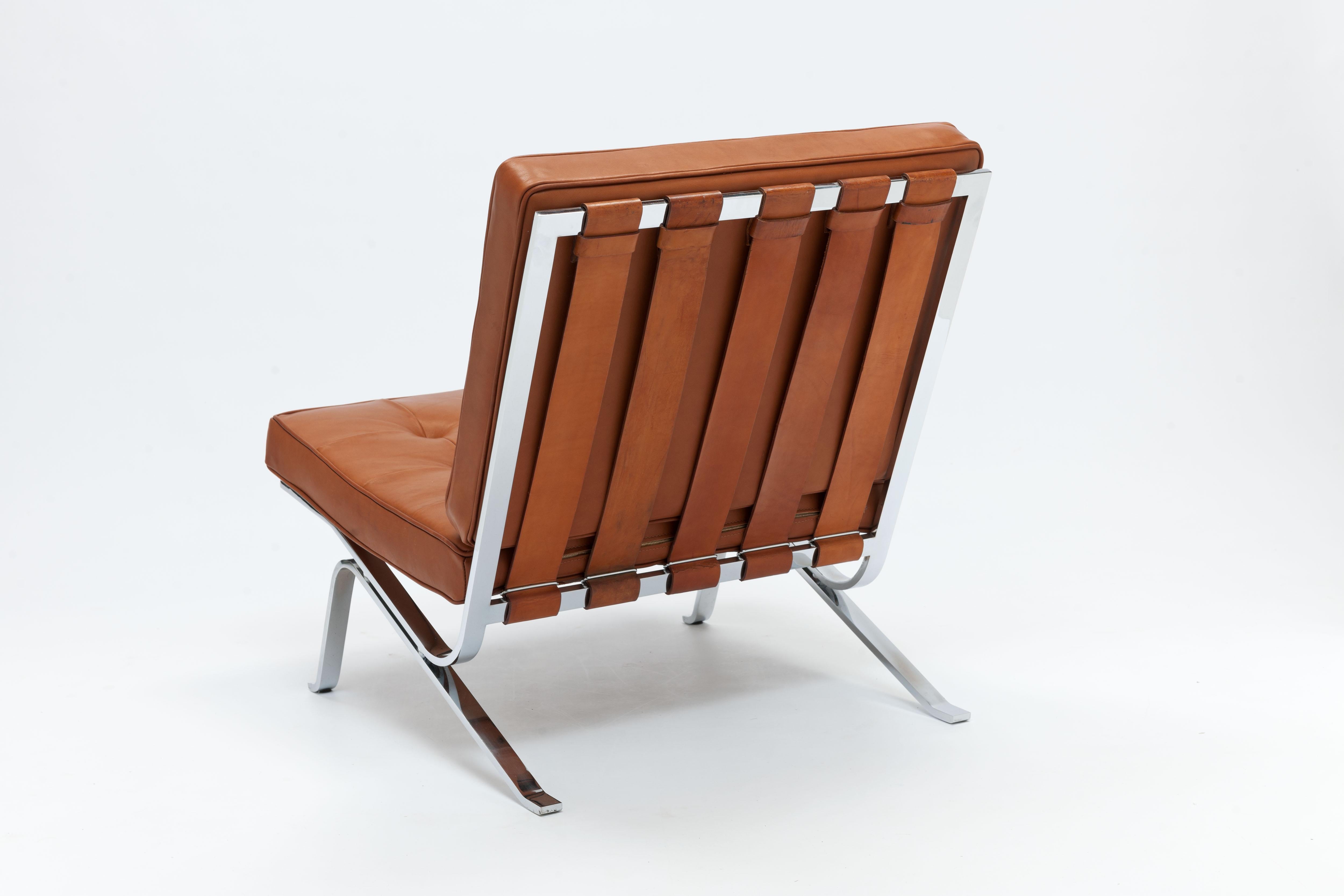 Modern Cognac Leather RH301 Lounge Chair by Robert Haussmann (Pair Available)