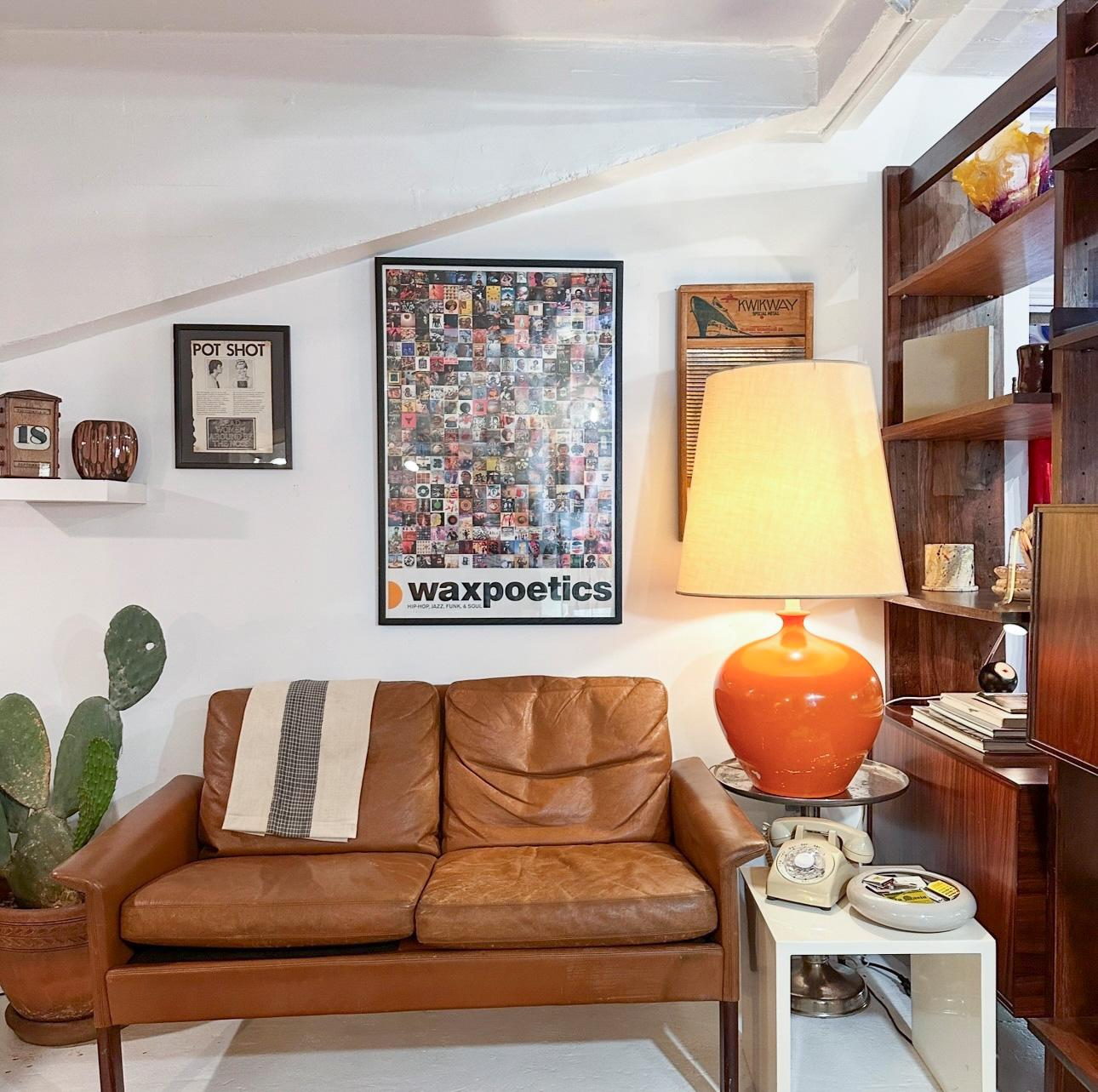 Cognac Leather & Rosewood Two-Seater Sofa by Hans Olsen for CS Møbler, 1960’s In Good Condition For Sale In Los Angeles, CA