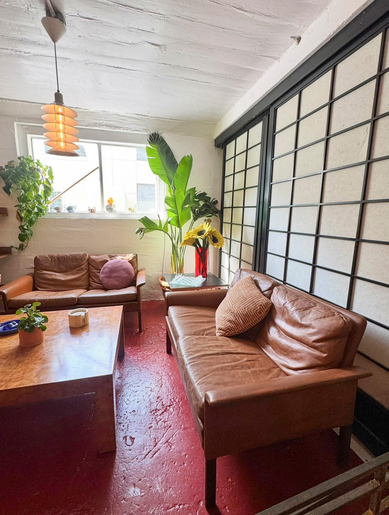20th Century Cognac Leather & Rosewood Two-Seater Sofa by Hans Olsen for CS Møbler, 1960’s For Sale