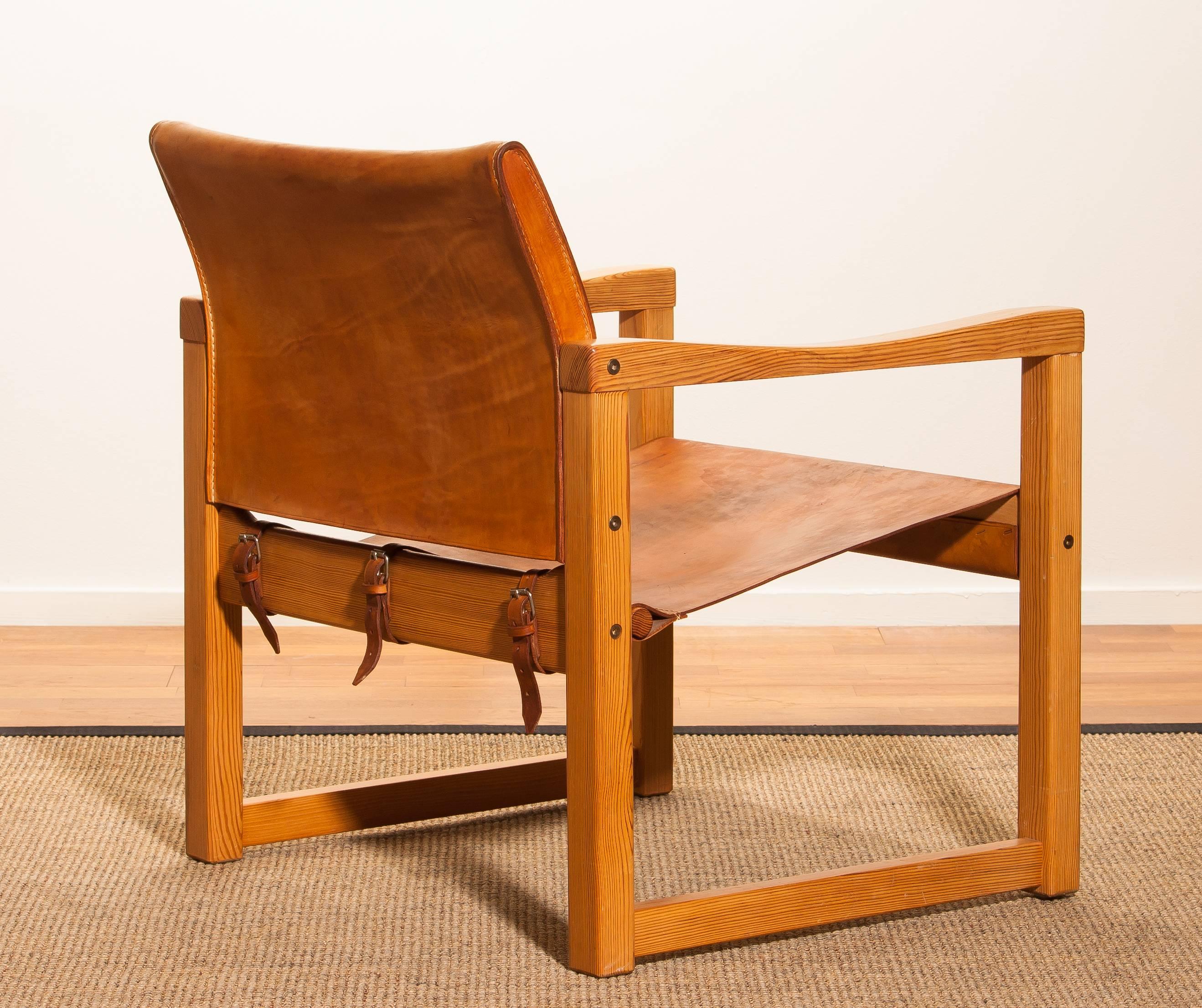 Mid-Century Modern Cognac Leather Safari Chair by Karin Mobring, Sweden, 1970