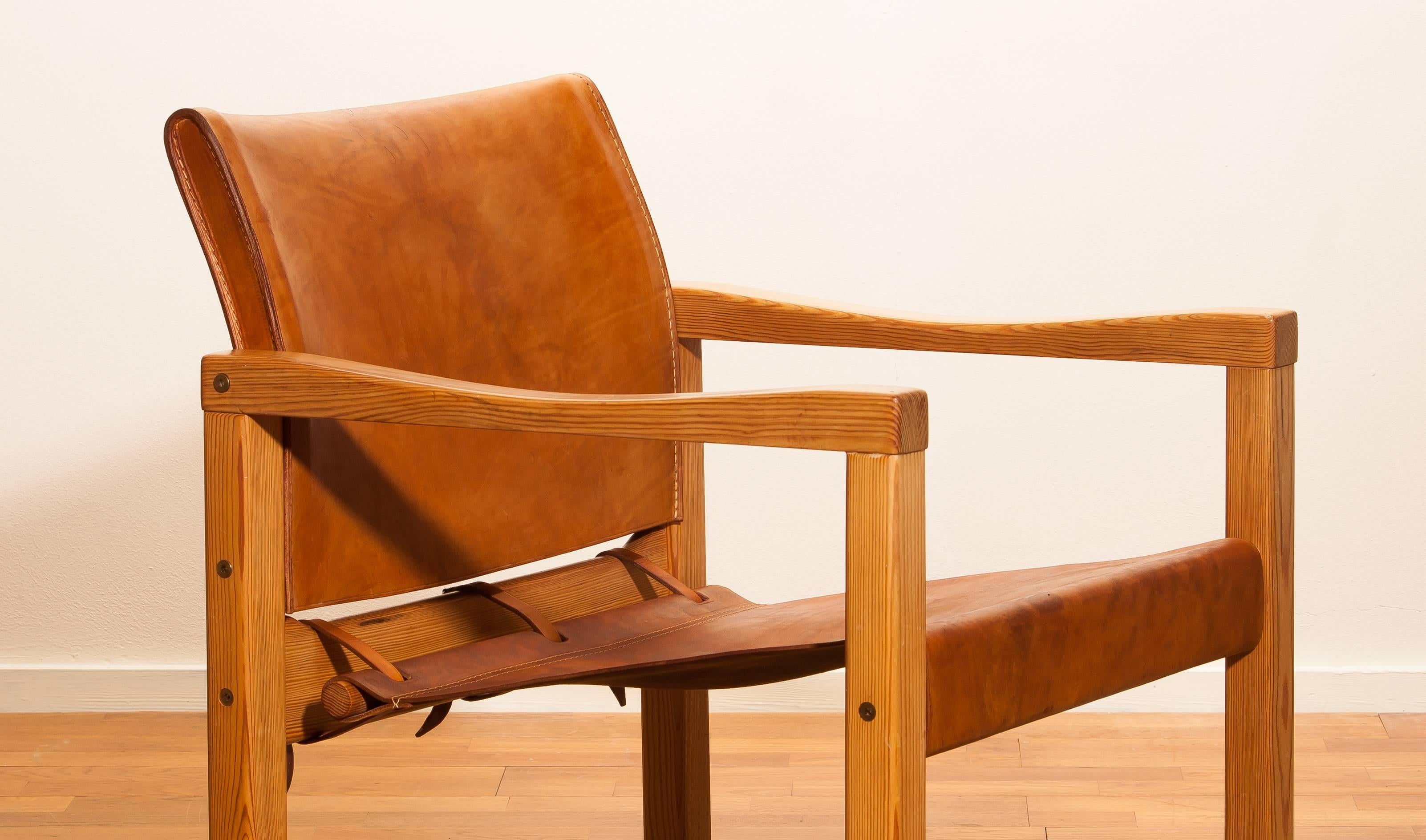 Cognac Leather Safari Chair by Karin Mobring, Sweden, 1970 In Good Condition In Silvolde, Gelderland