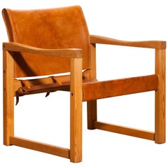 Cognac Leather Safari Chair by Karin Mobring, Sweden, 1970