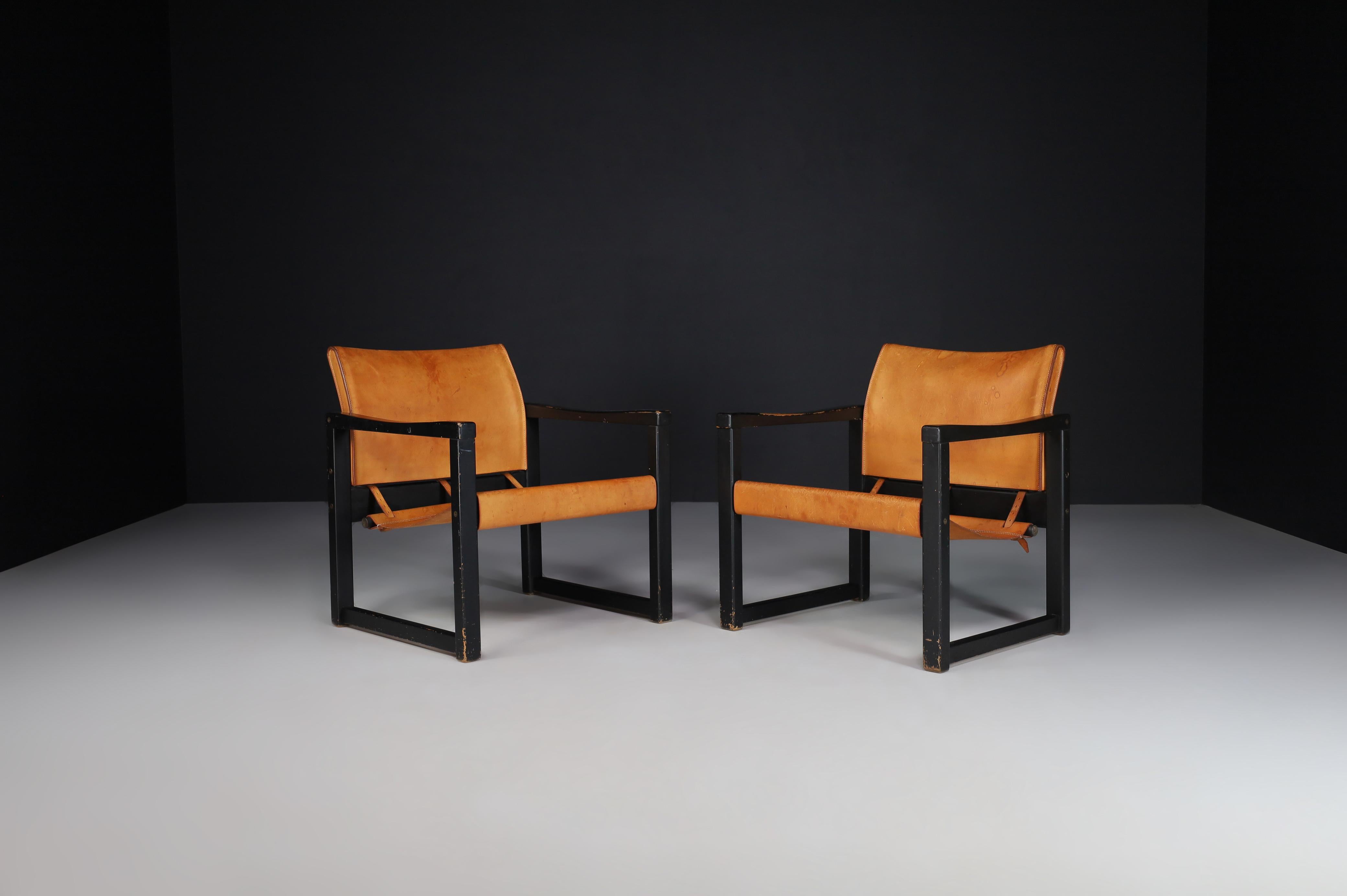 Cognac Leather Safari Lounge Chairs Karin Mobring, Sweden, 1970s For Sale 2