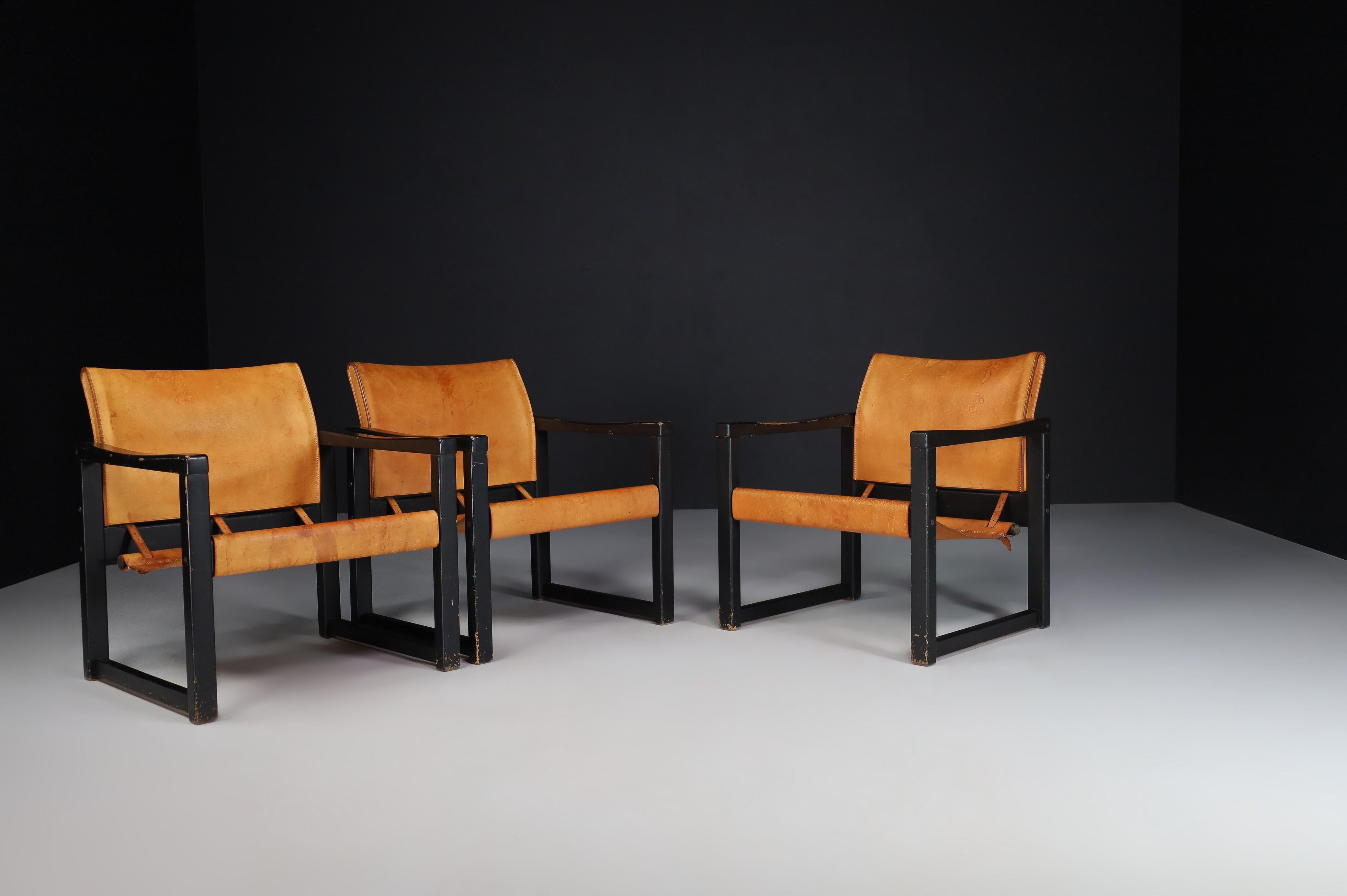 Cognac Leather Safari Lounge Chairs Karin Mobring, Sweden, 1970s For Sale 3