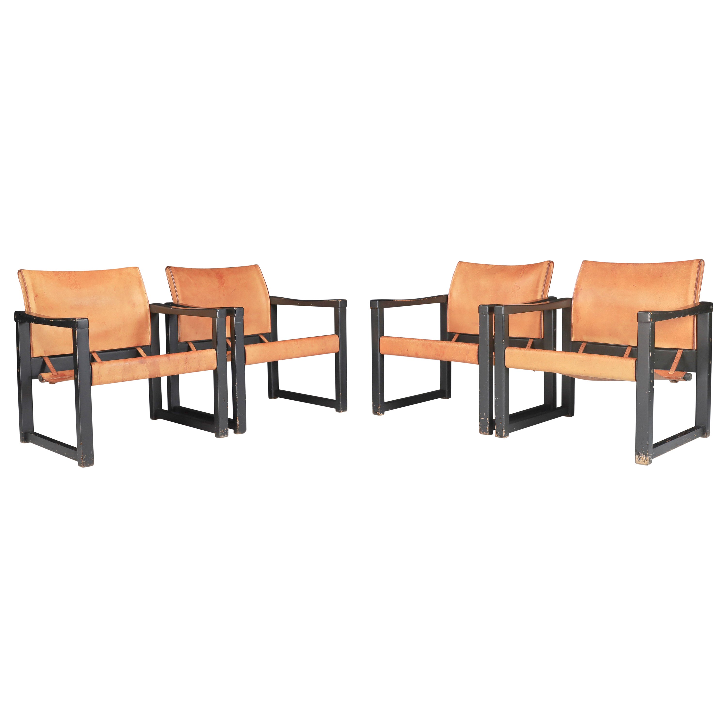 Karin Mobring fauteuils de salon safari en cuir cognac, Suède, 1970