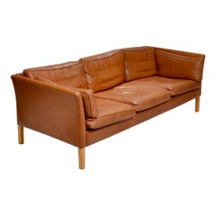 Cognac Leather Sofa by Hans Olsen