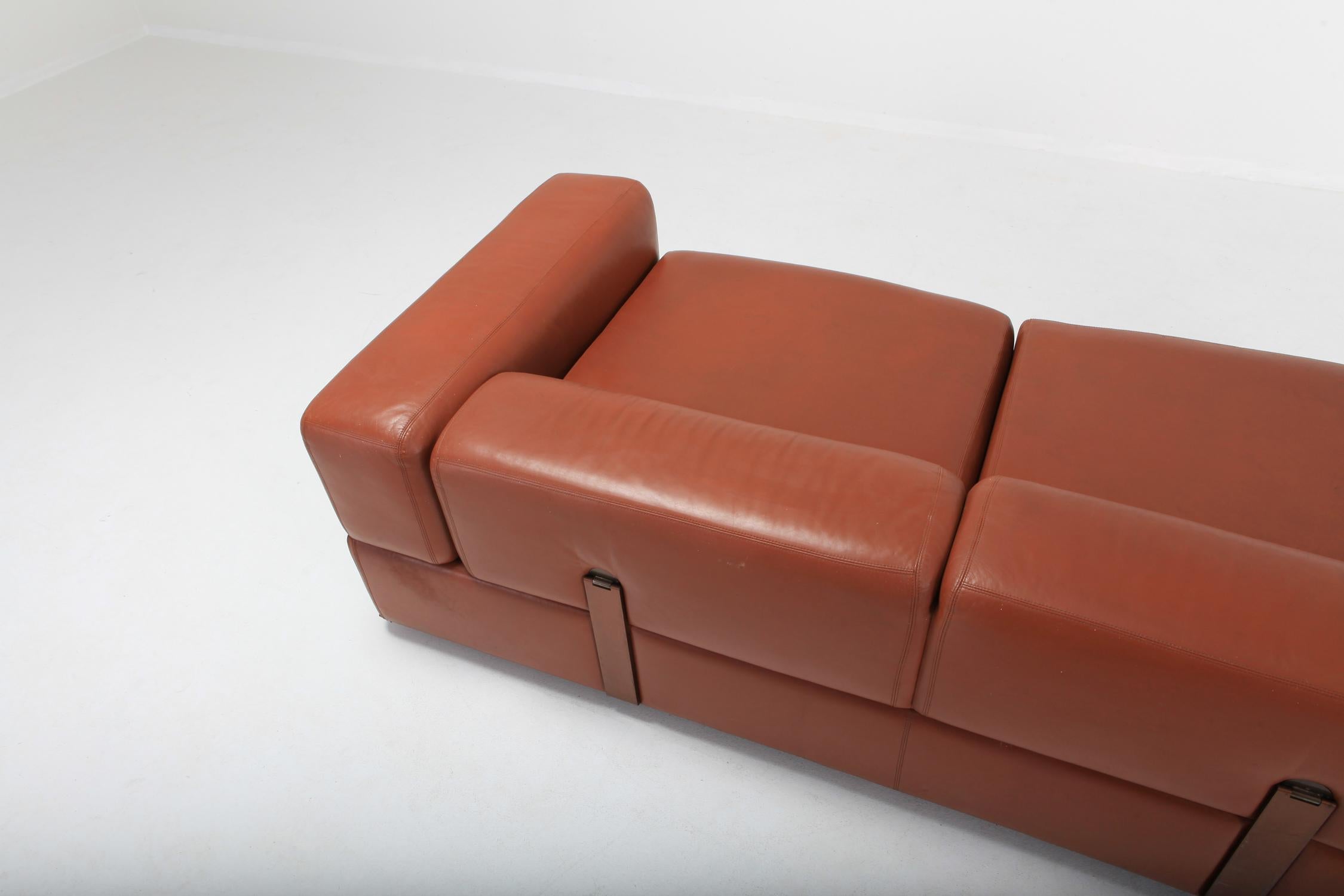 Cognac Leather Sofa by Tito Agnoli for Cinova 3